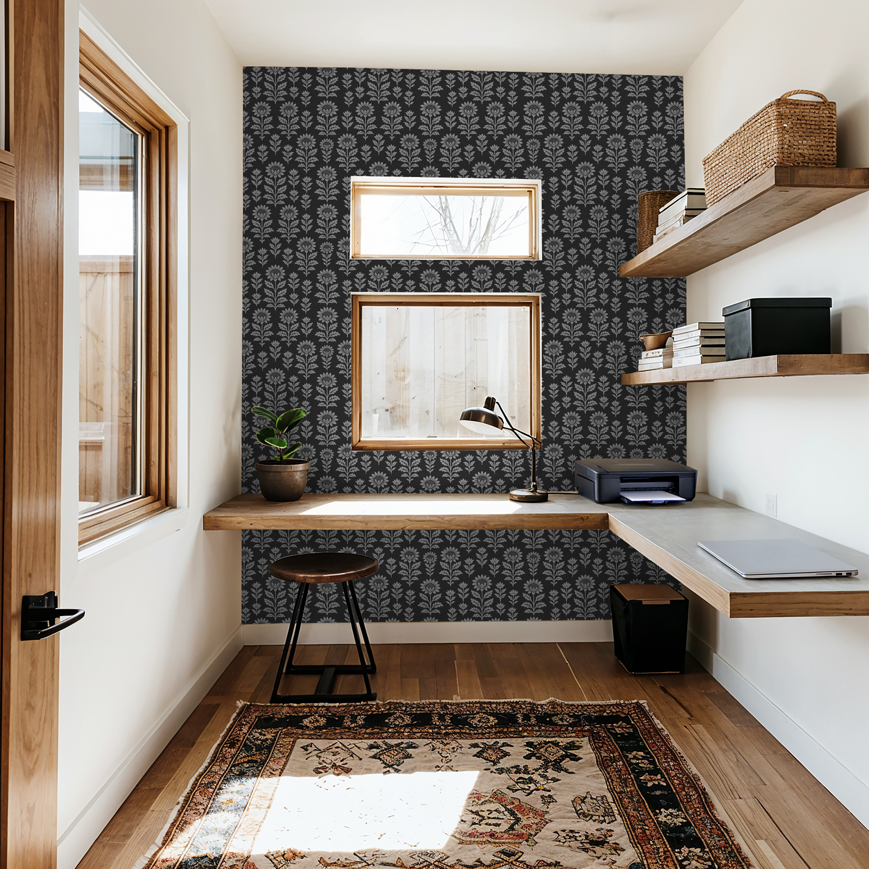 Bloom Floral (Gray) Wallpaper