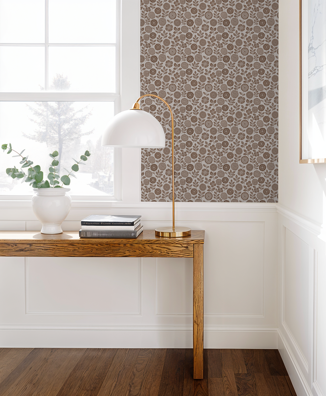 Folkflower (Brown) Wallpaper