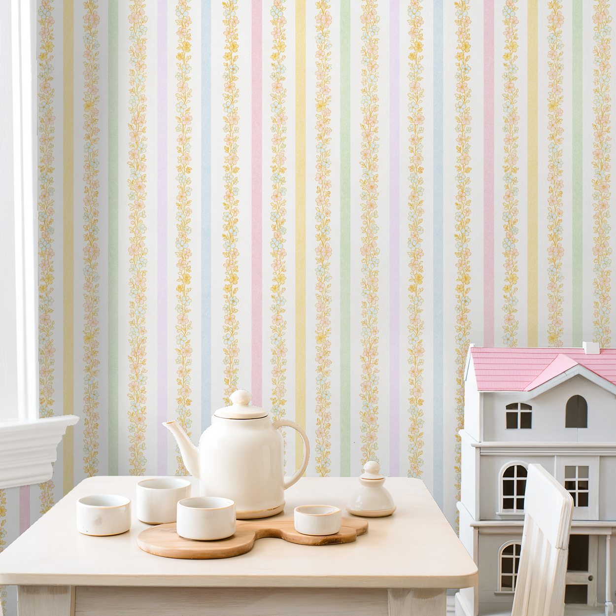 Garden Row Stripe (Large) Wallpaper