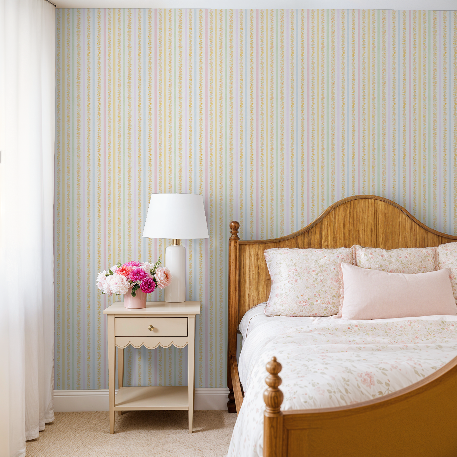 Garden Row Stripe (Large) Wallpaper