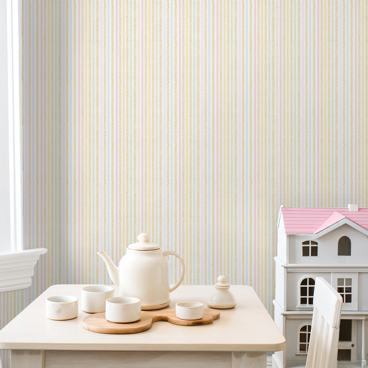 Garden Row Stripe (Small) Wallpaper