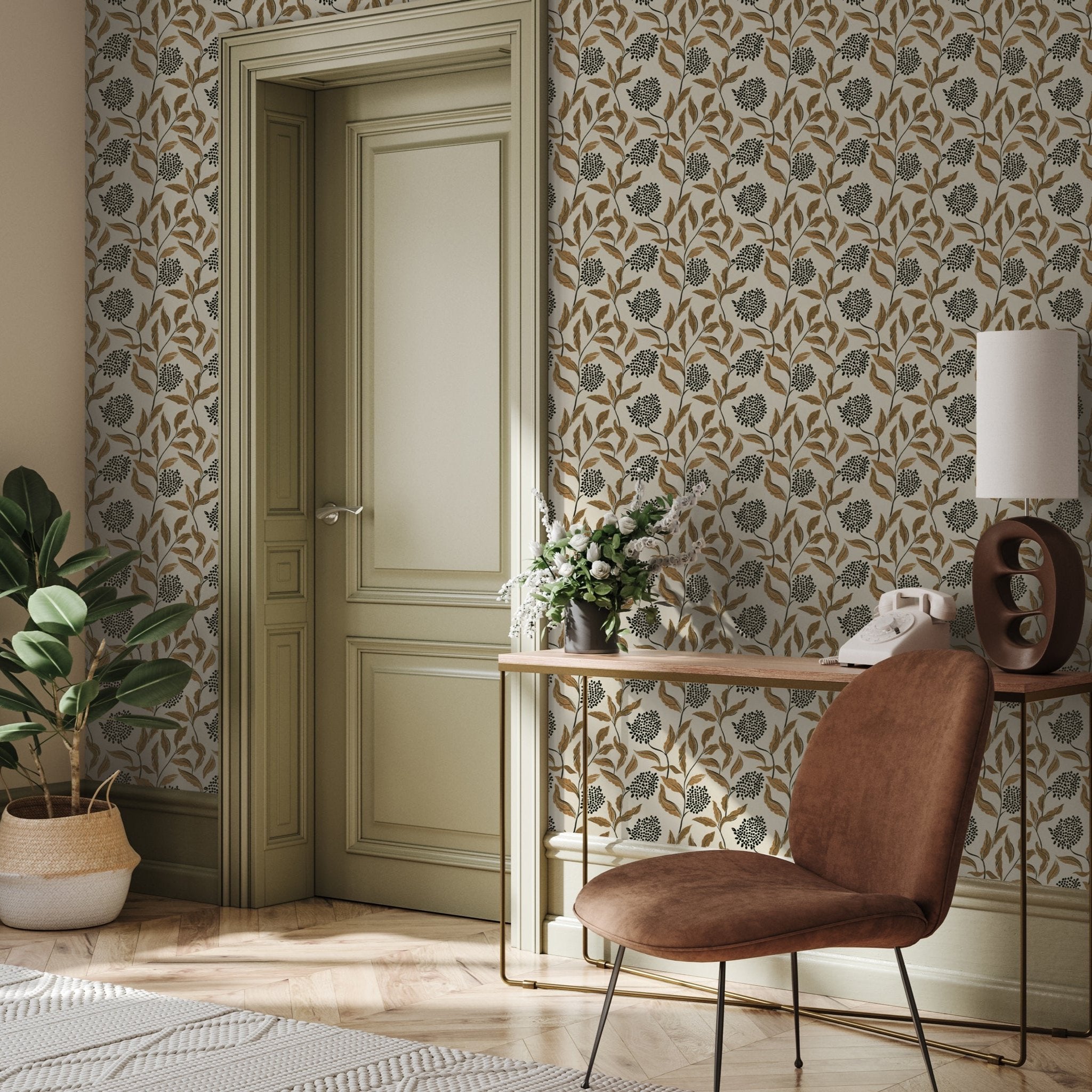 Peaceful Botanical Wallpaper - 4 FT H X 13 FT W Peel and Stick