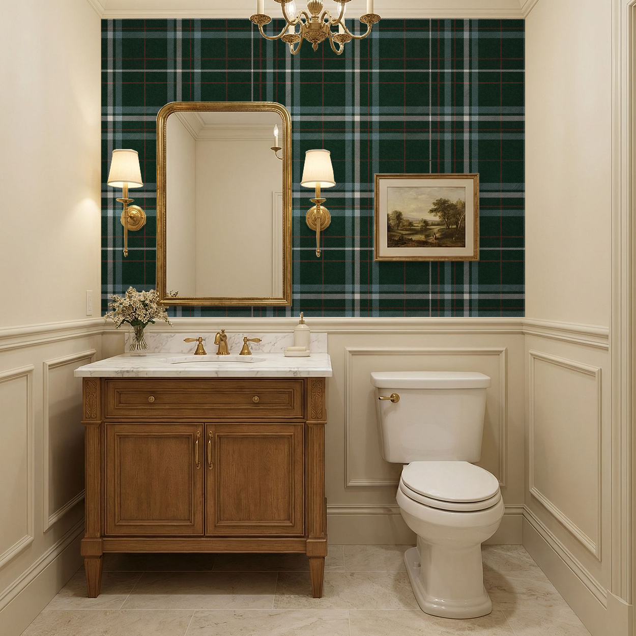 Emerald Plaid Wallpaper