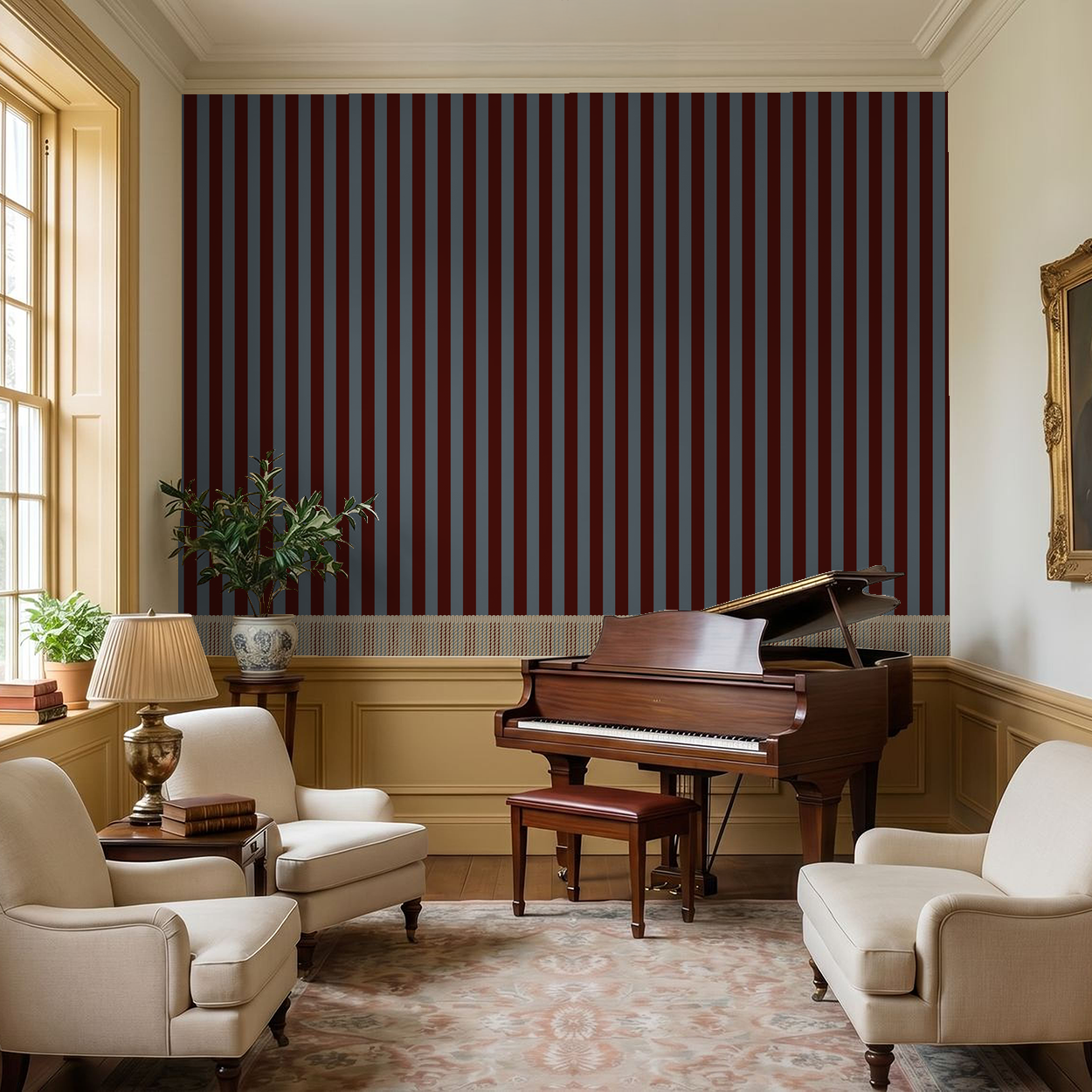 Bullion Stripe (Burgundy) Wallpaper