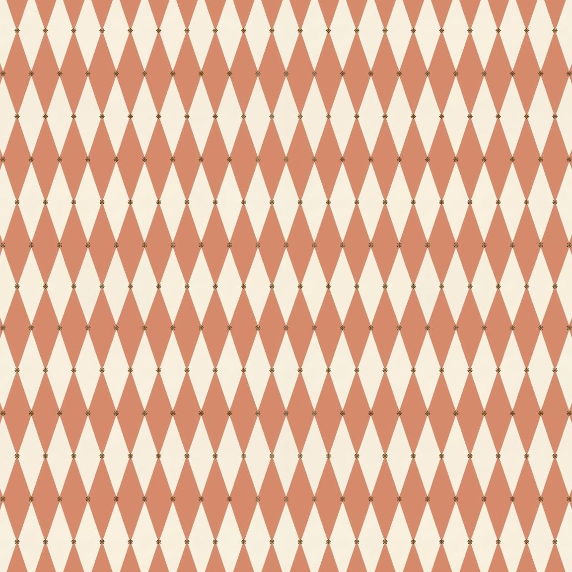 Terracotta diamond pattern wallpaper with cream background