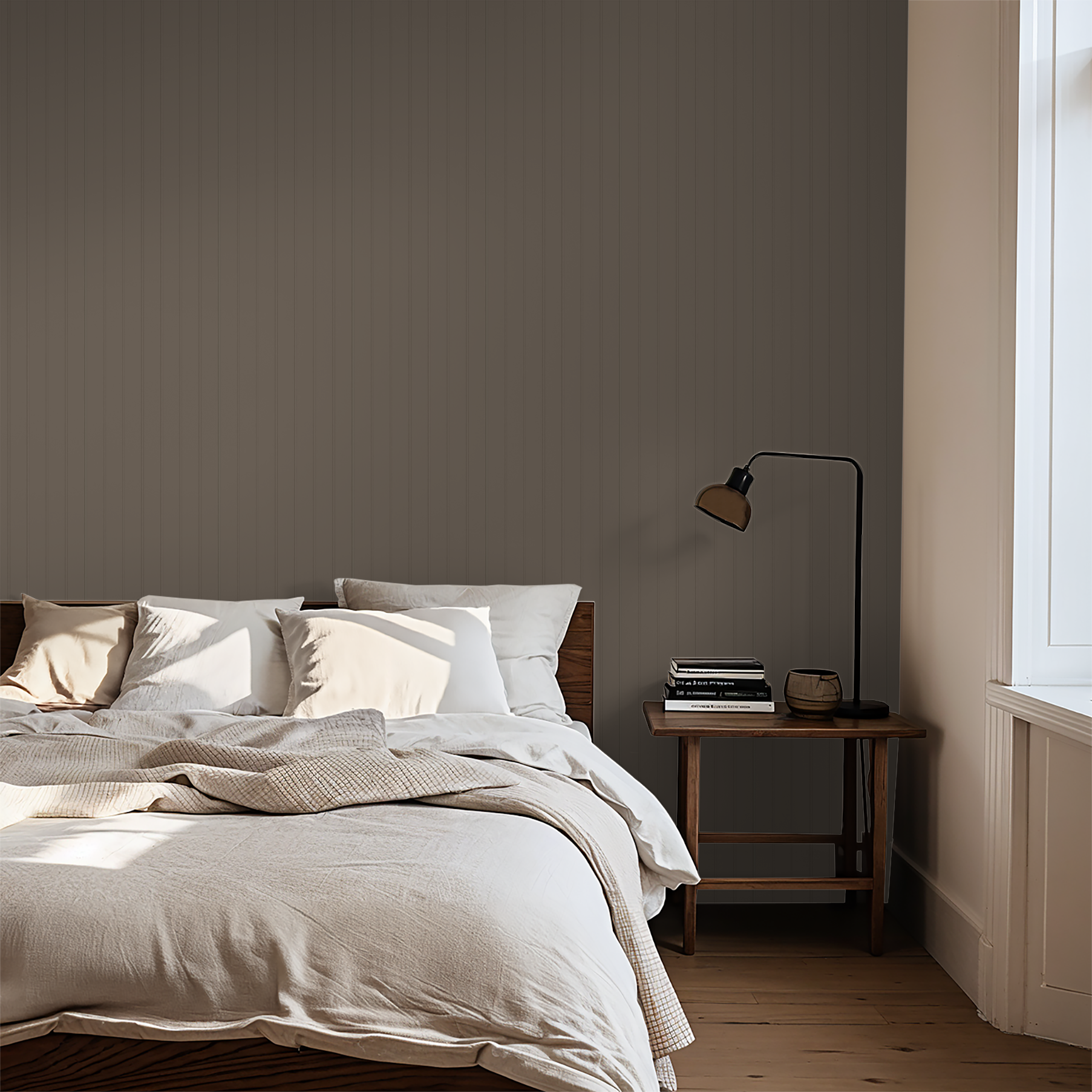 Beadboard (Brown) Wallpaper