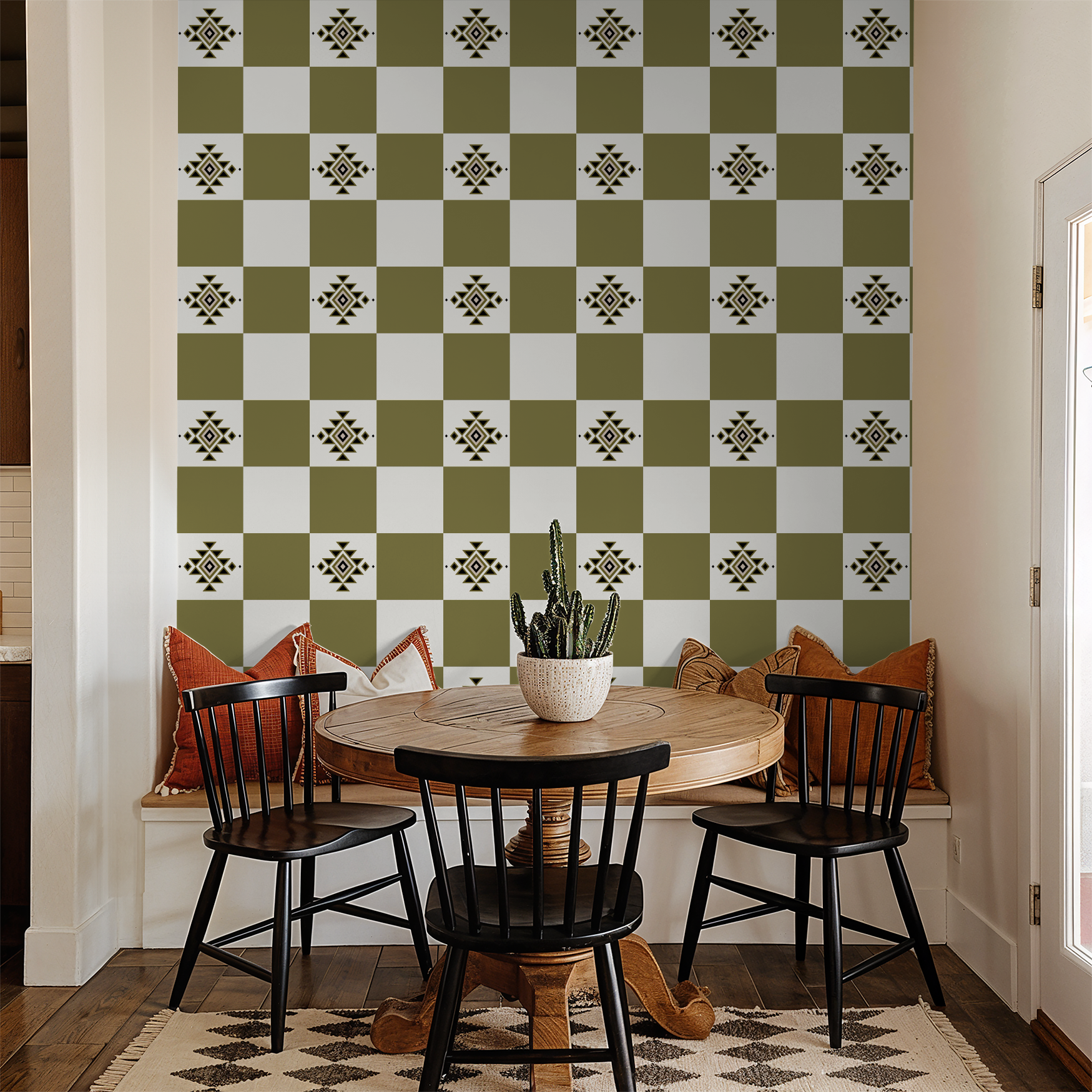 Western Checker (Olive) Wallpaper