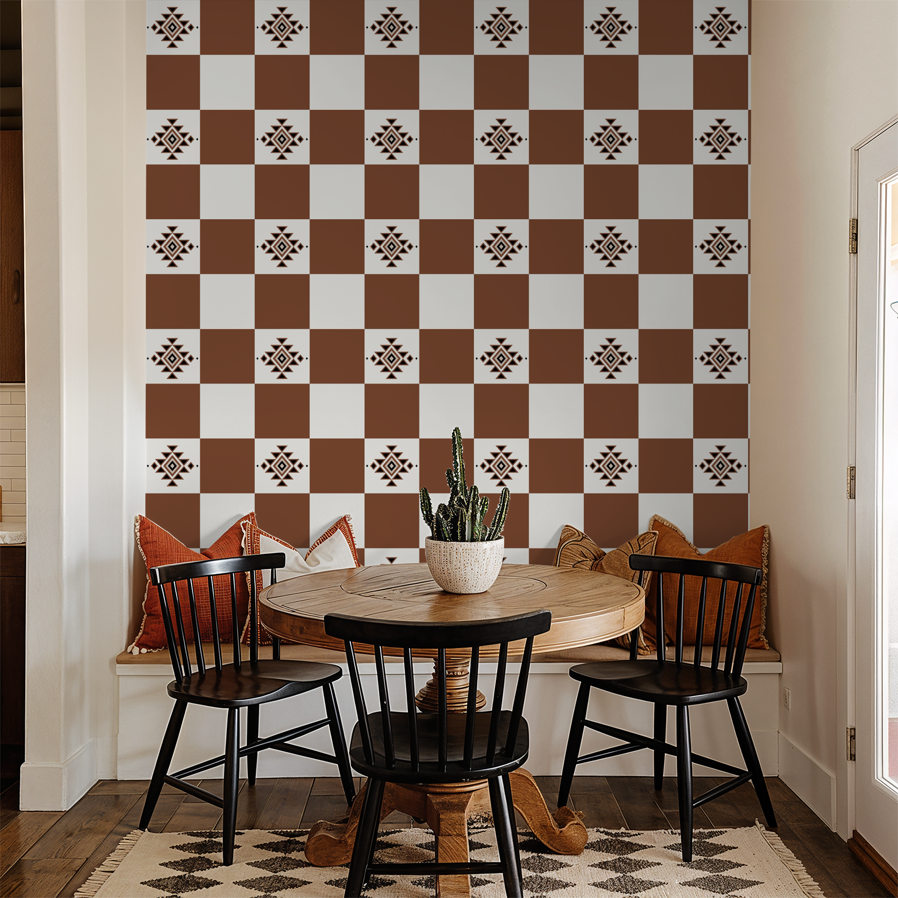 Western Checker (Red) Wallpaper