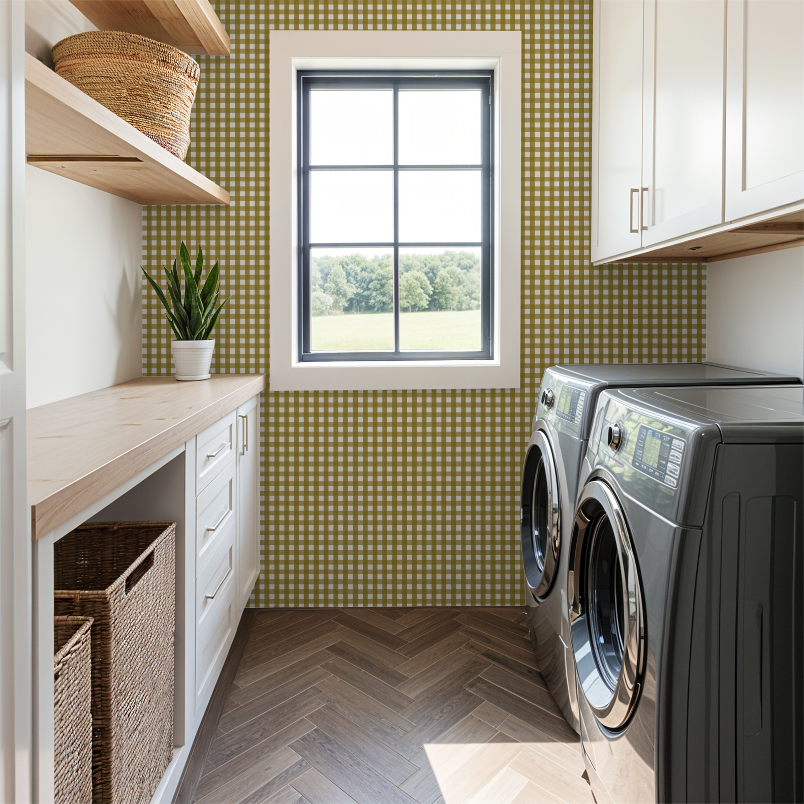 Willowside Gingham (Yellow) Wallpaper