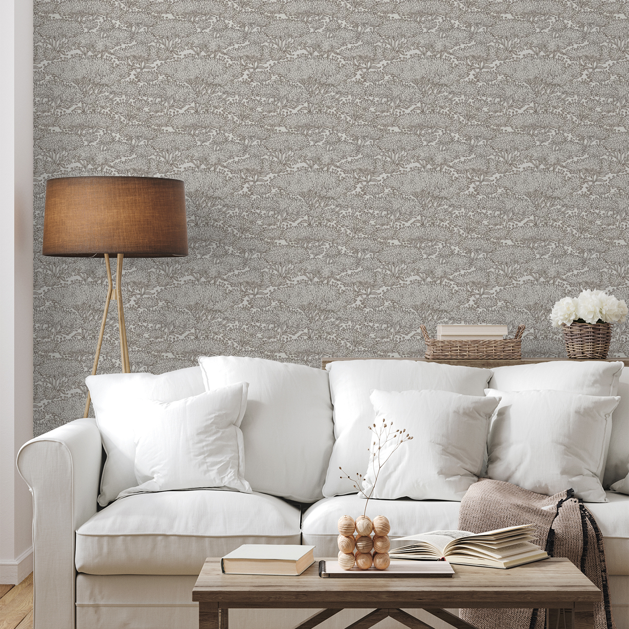 Ollie Tree (Brown) Wallpaper