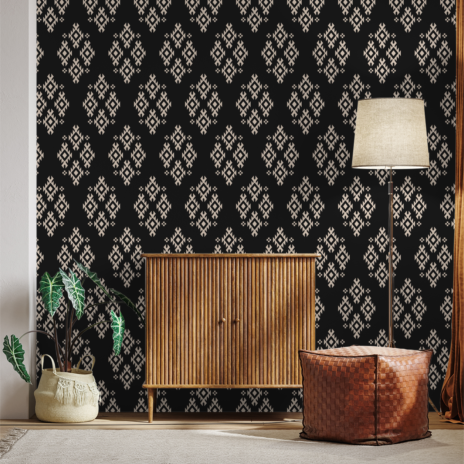 Temple Threads (Black) Wallpaper