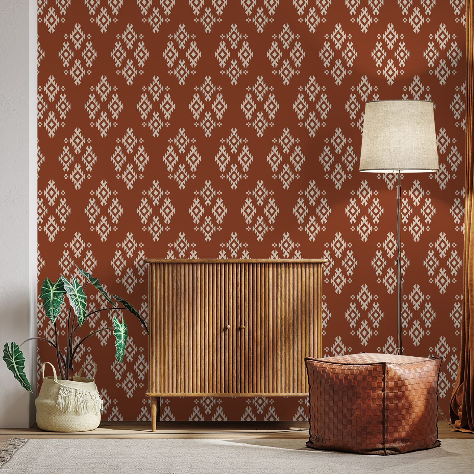 Temple Threads (Red) Wallpaper