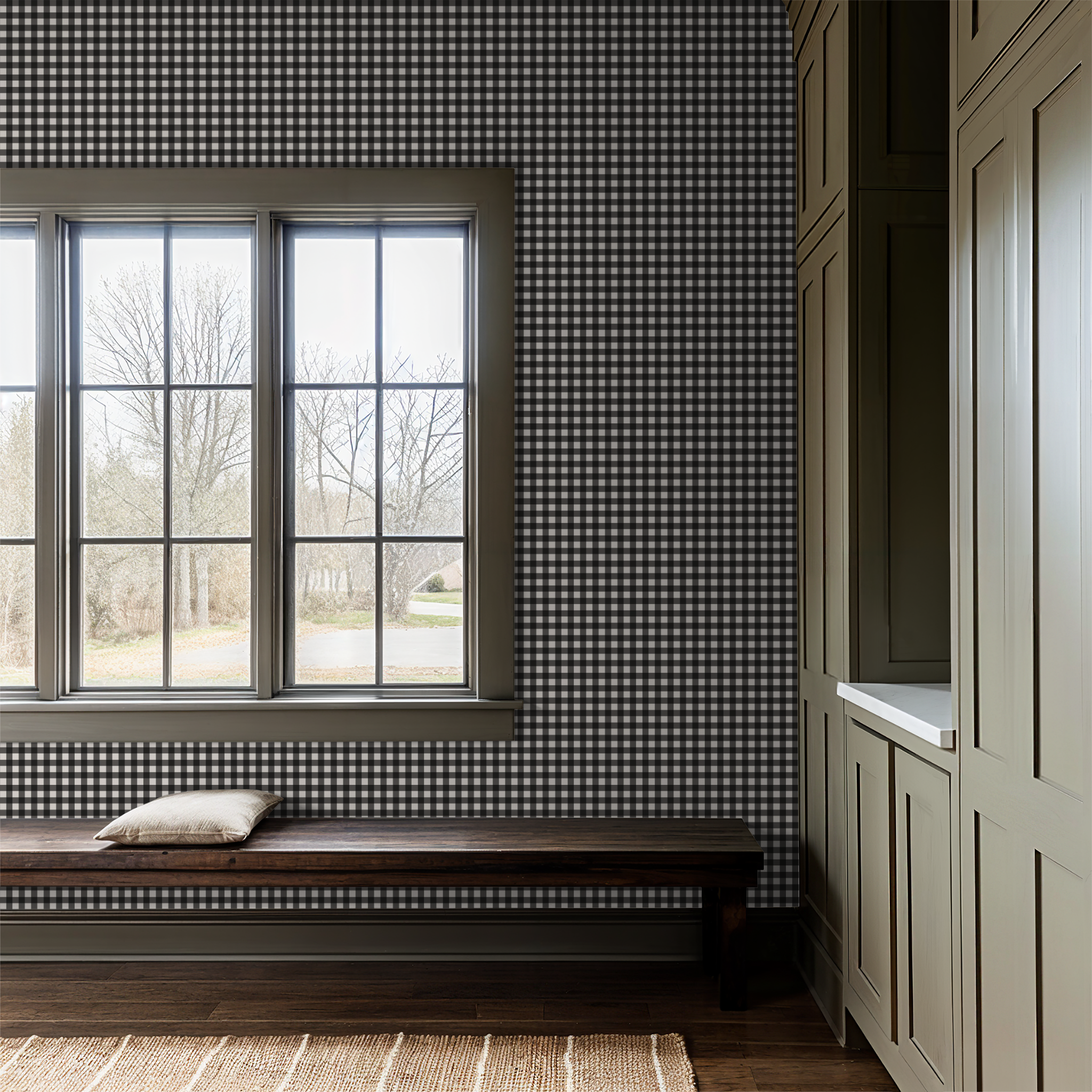Willowside Gingham (Black) Wallpaper