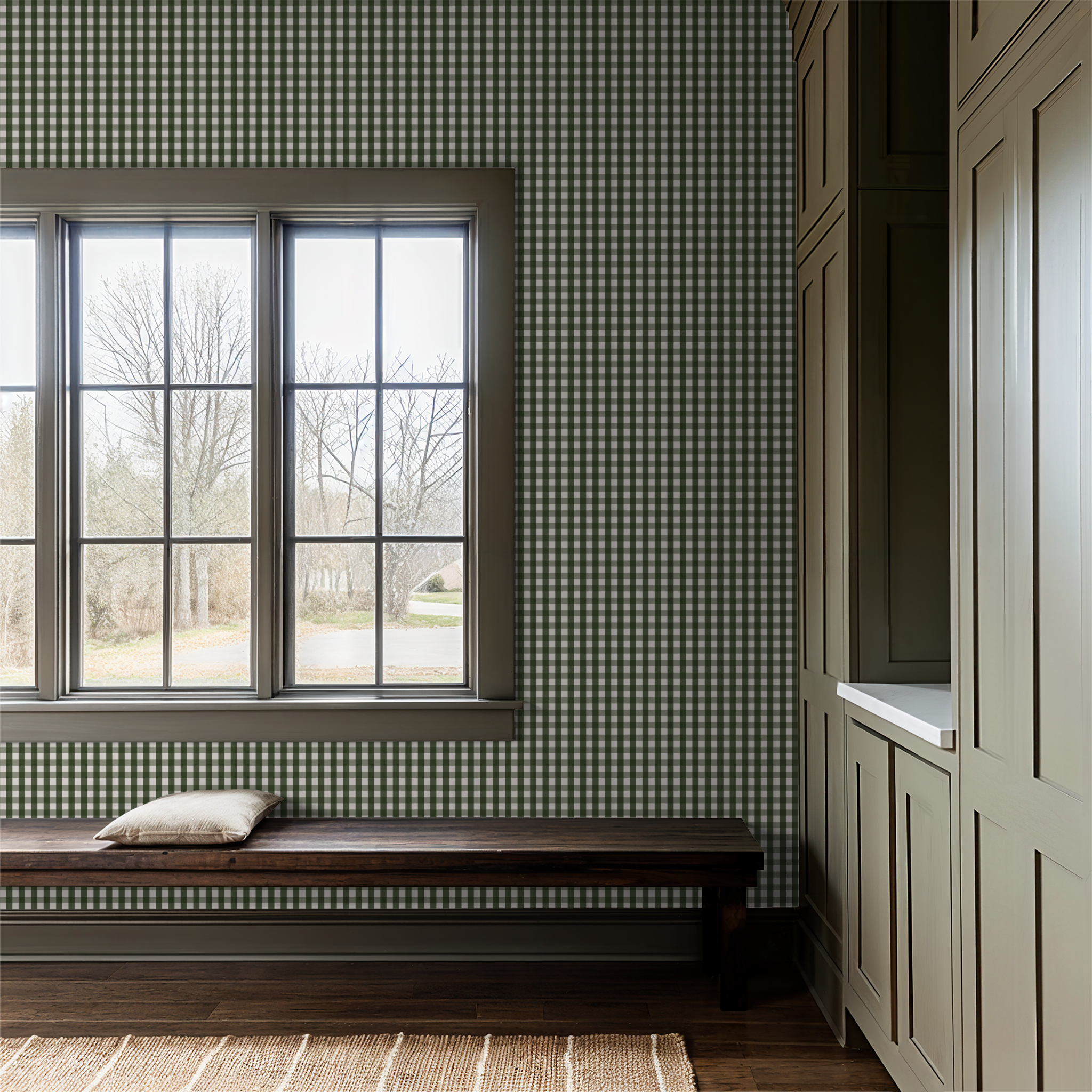 Willowside Gingham (Green) Wallpaper