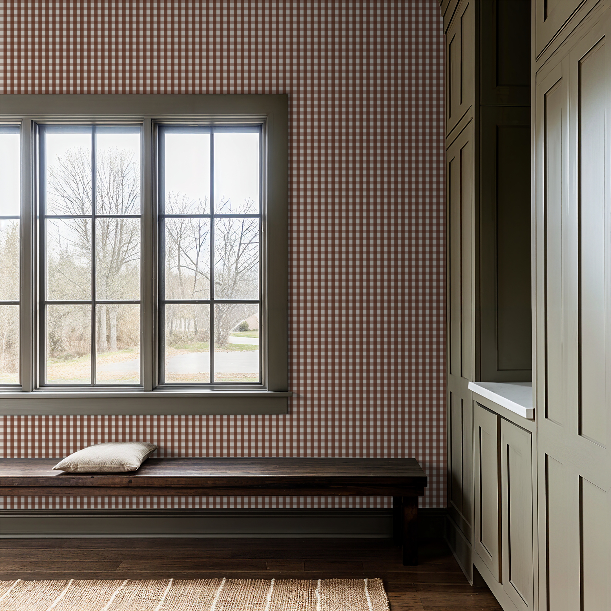 Willowside Gingham (Red) Wallpaper