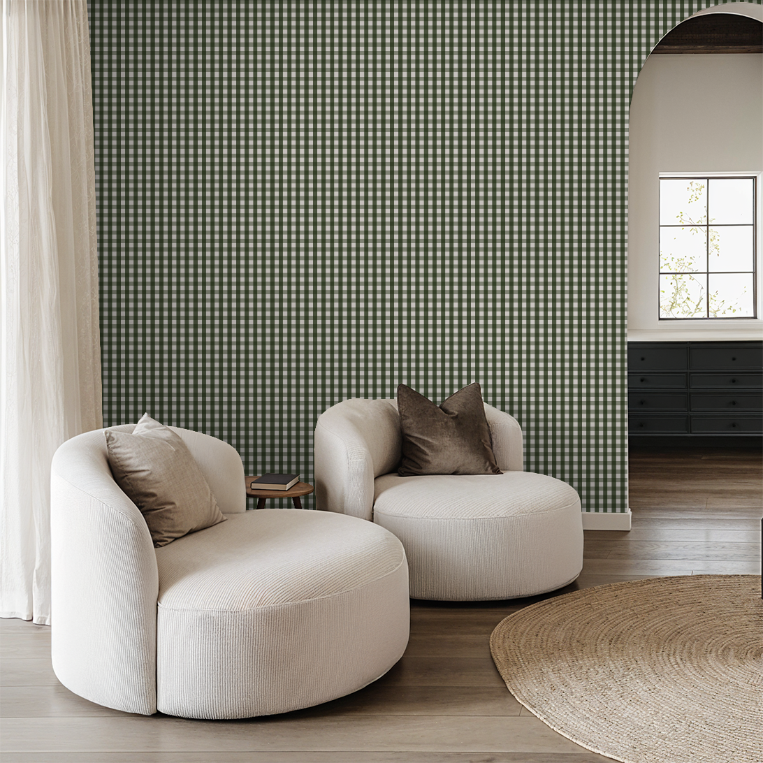 Willowside Gingham (Green) Wallpaper