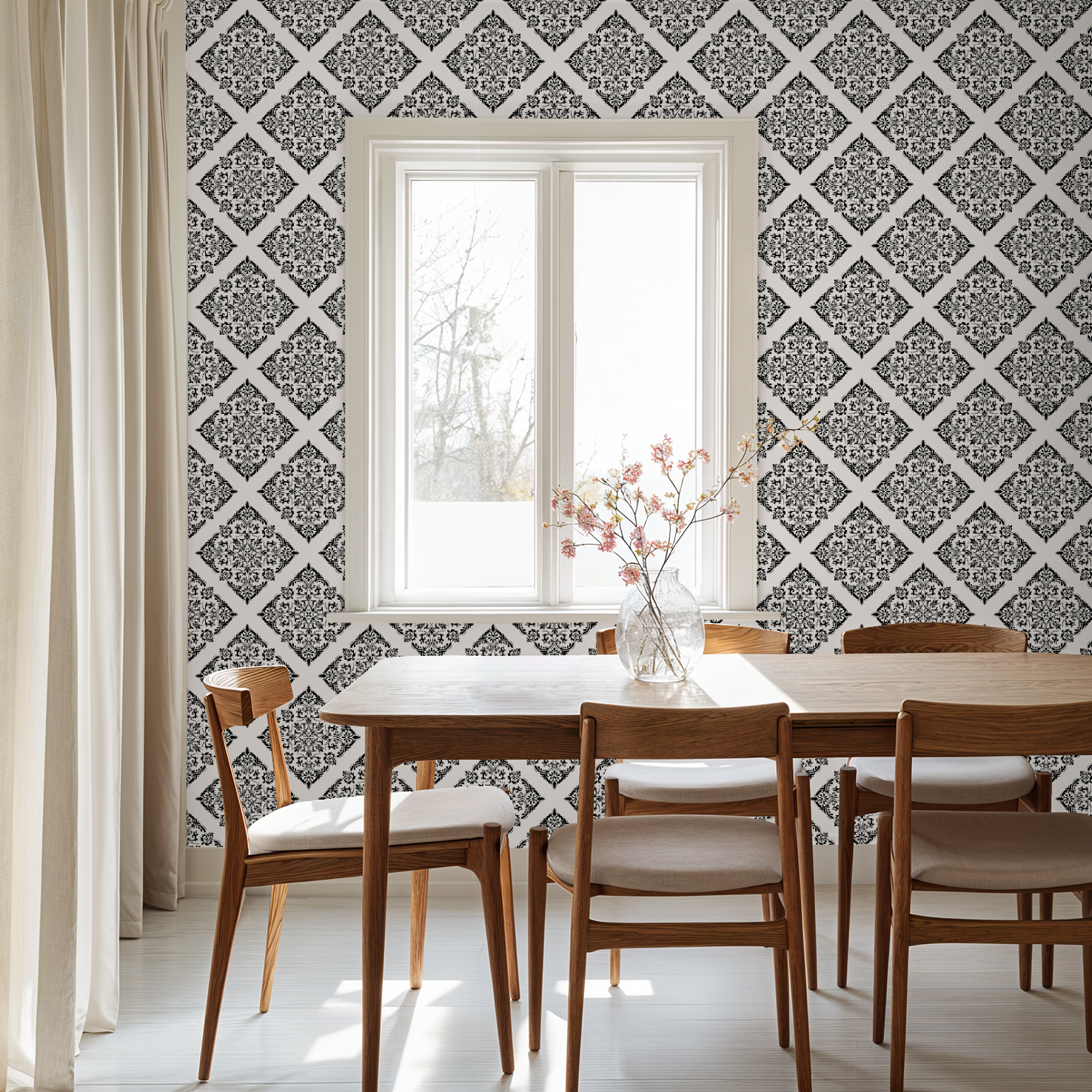 Thrifted Meadow (White) Wallpaper