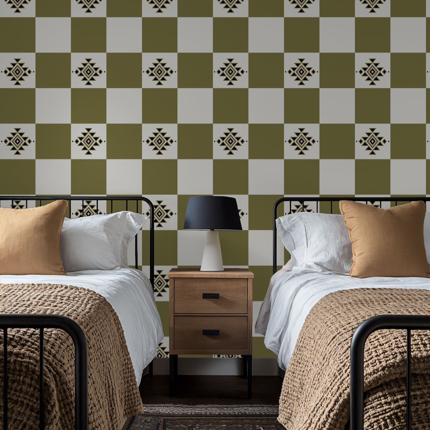 Western Checker (Olive) Wallpaper