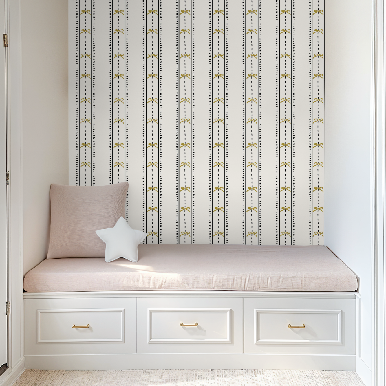 Cottage Bows (Yellow) Wallpaper