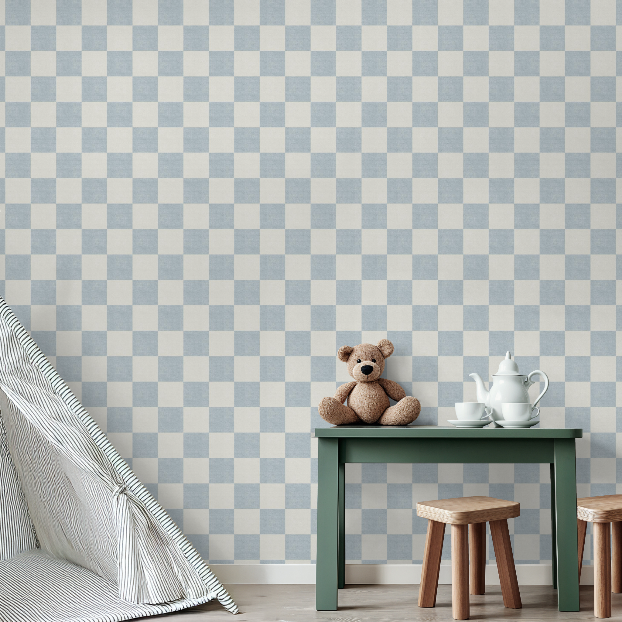 Woven Check (Blue) Wallpaper