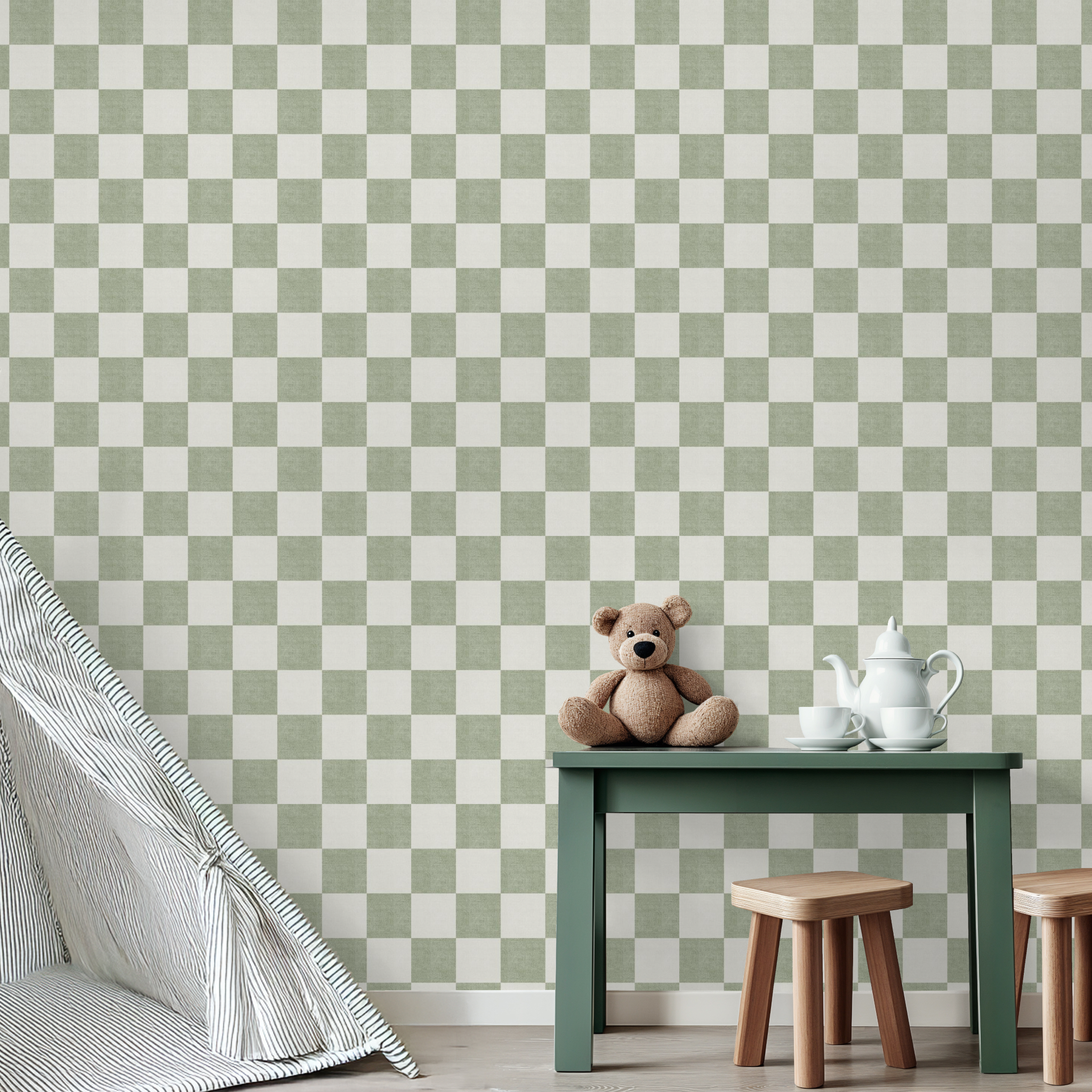Woven Check (Green) Wallpaper