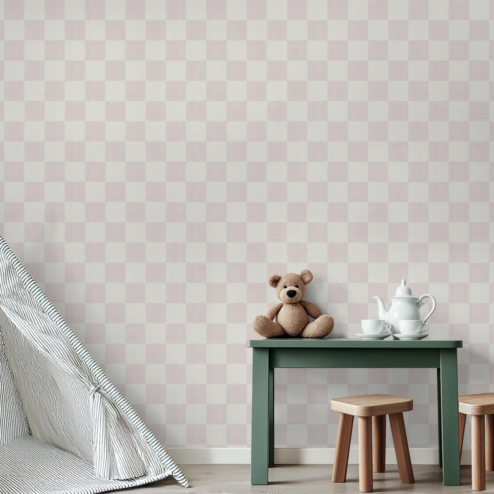 Woven Check (Pink) Wallpaper