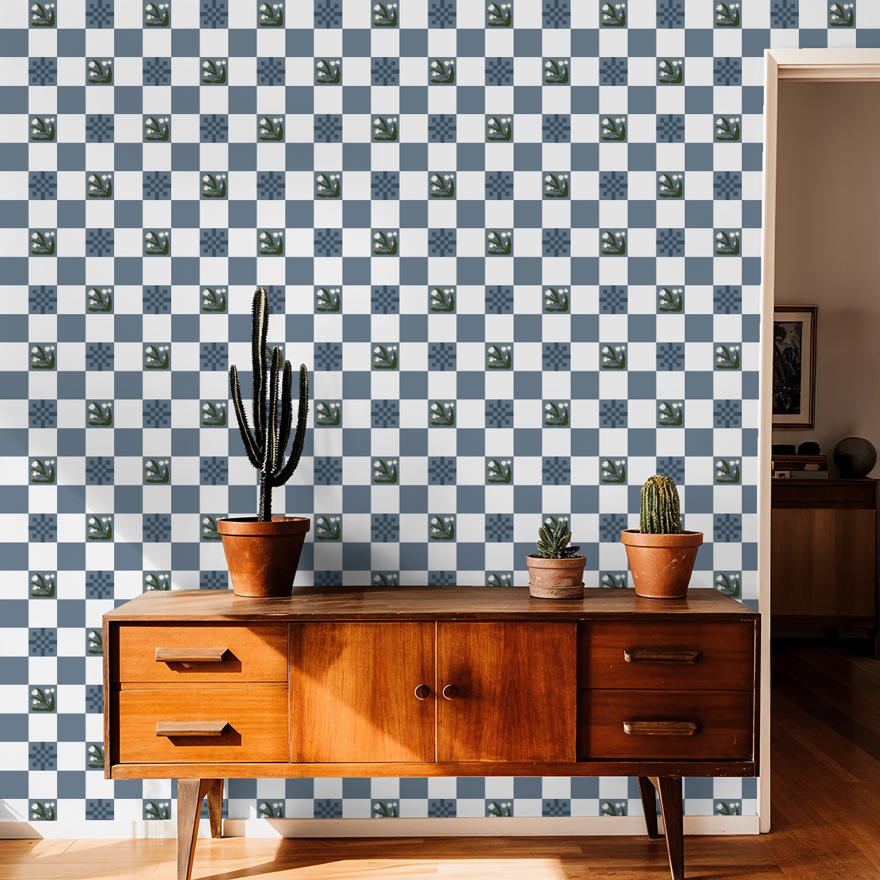 The Wild Check Amen (Blue) Wallpaper