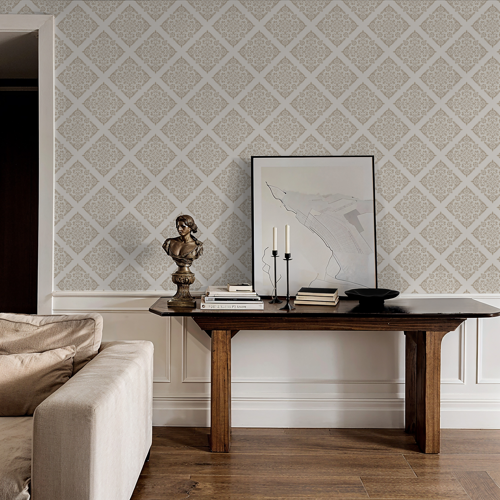 Thrifted Meadow (Tan) Wallpaper