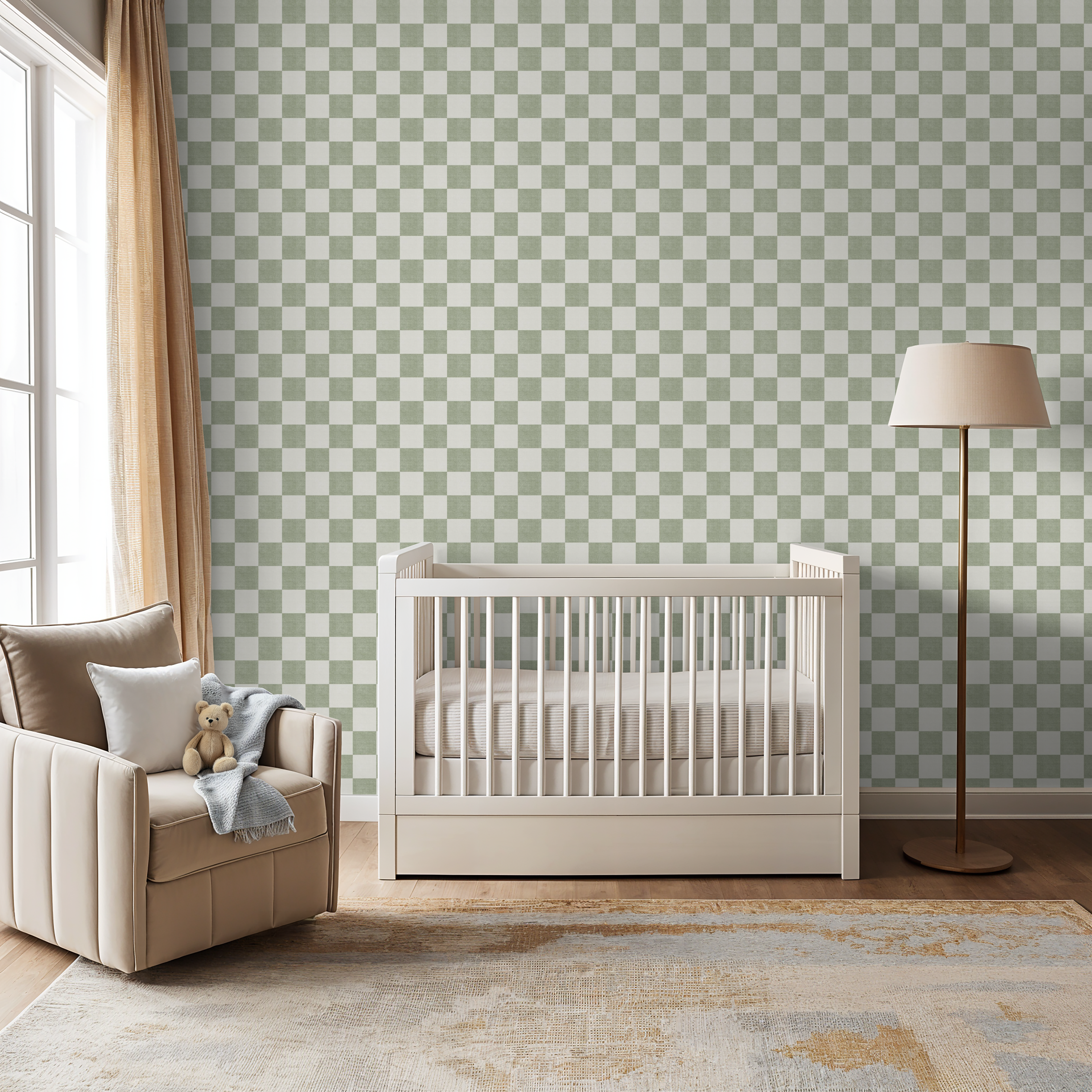 Woven Check (Green) Wallpaper