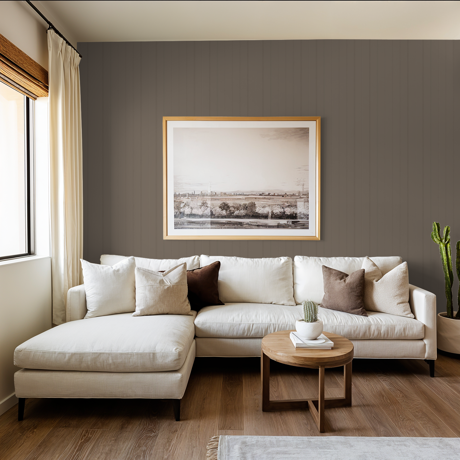 Beadboard (Brown) Wallpaper