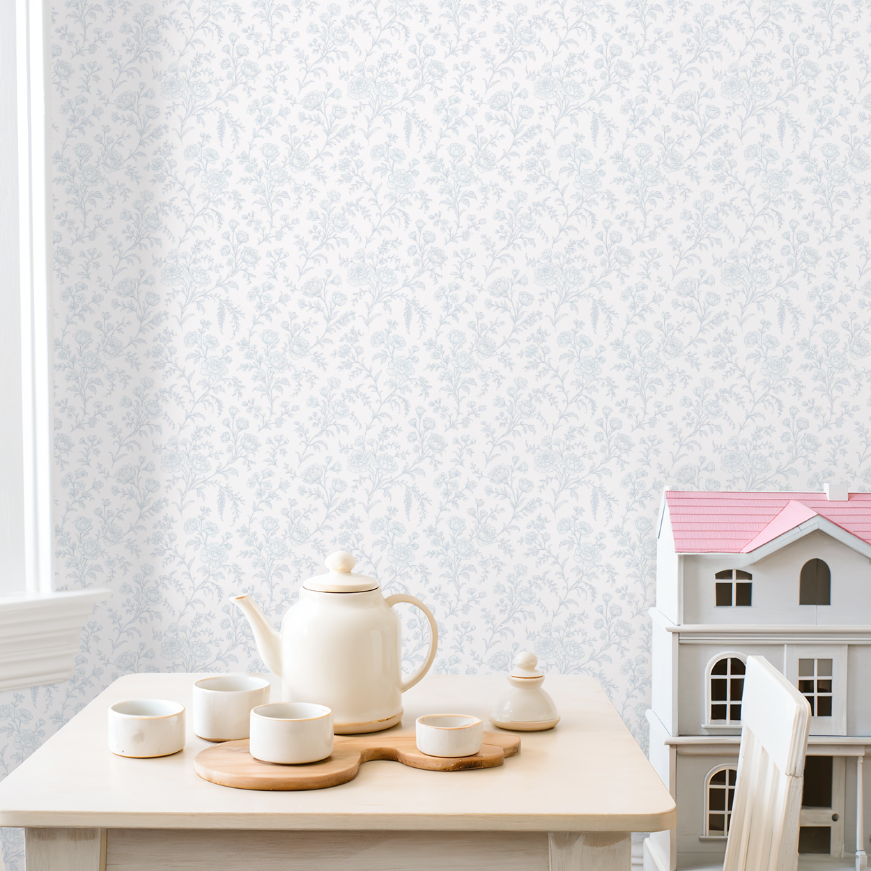 The Chelsea (Blue) Wallpaper - 8 FT H X 11 FT W Traditional