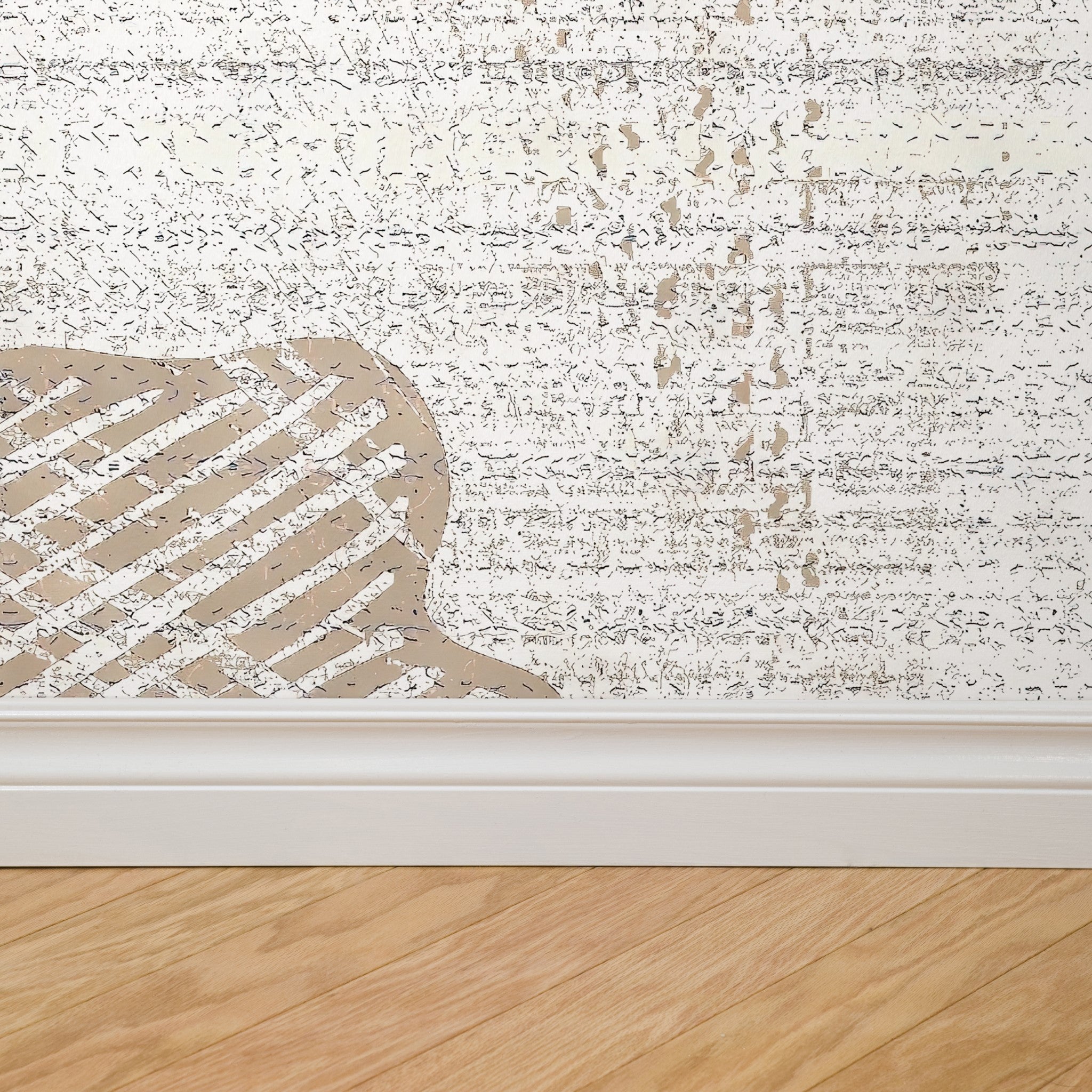 "Wall Blush Gayle Wallpaper in a modern room, showcasing the intricate pattern and texture focus."