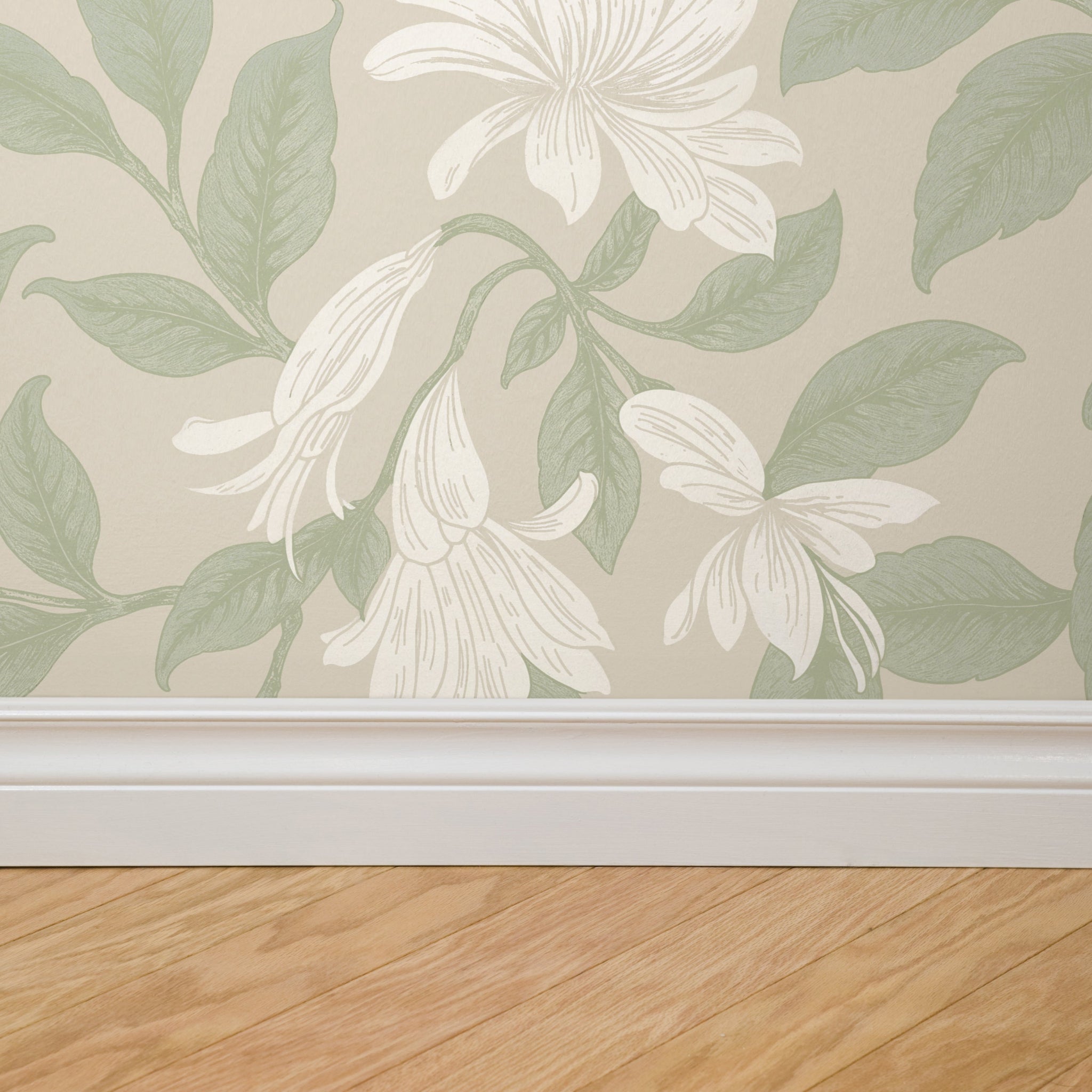 Poppy Honeysuckle Large (Cream) Wallpaper