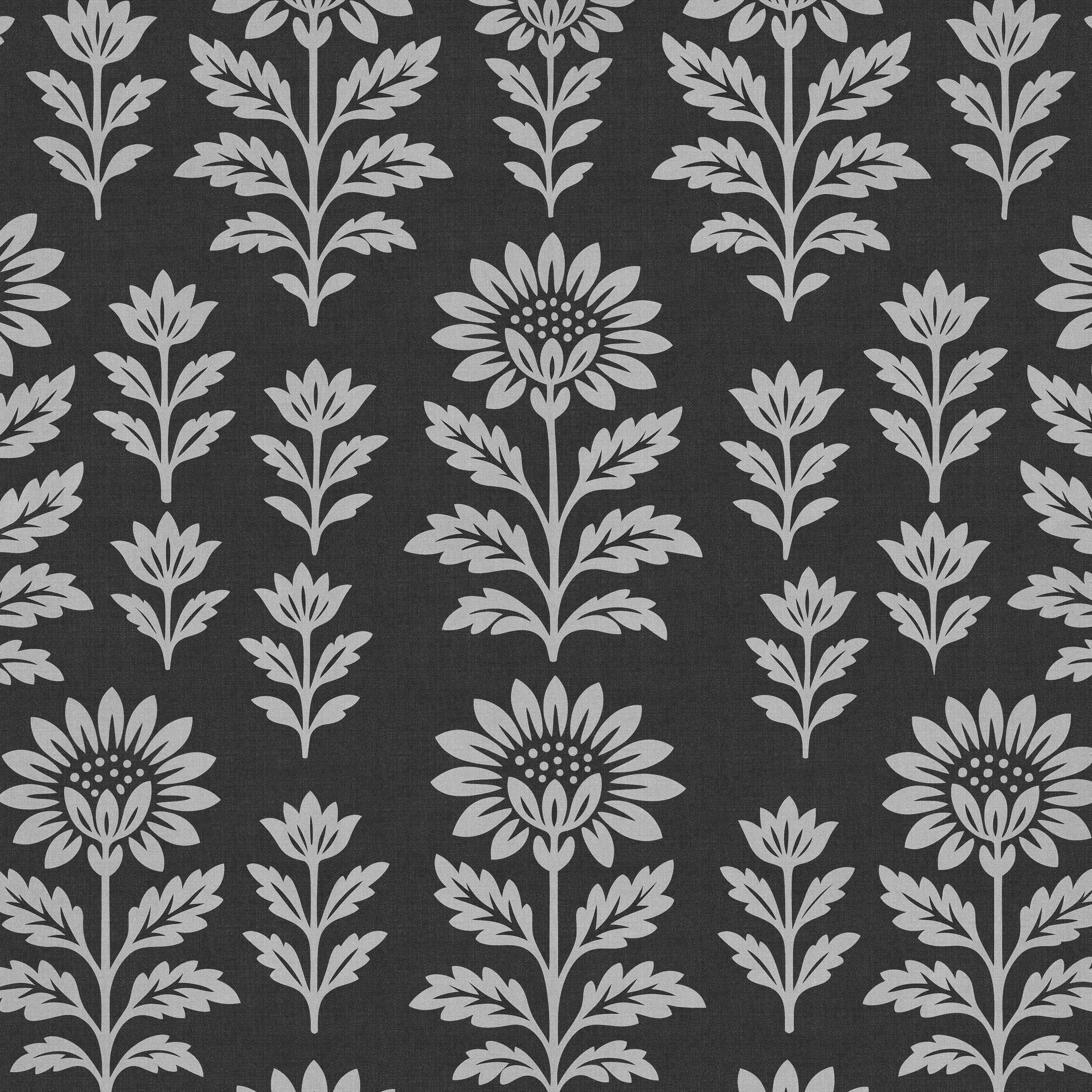 Bloom Floral (Gray) Wallpaper