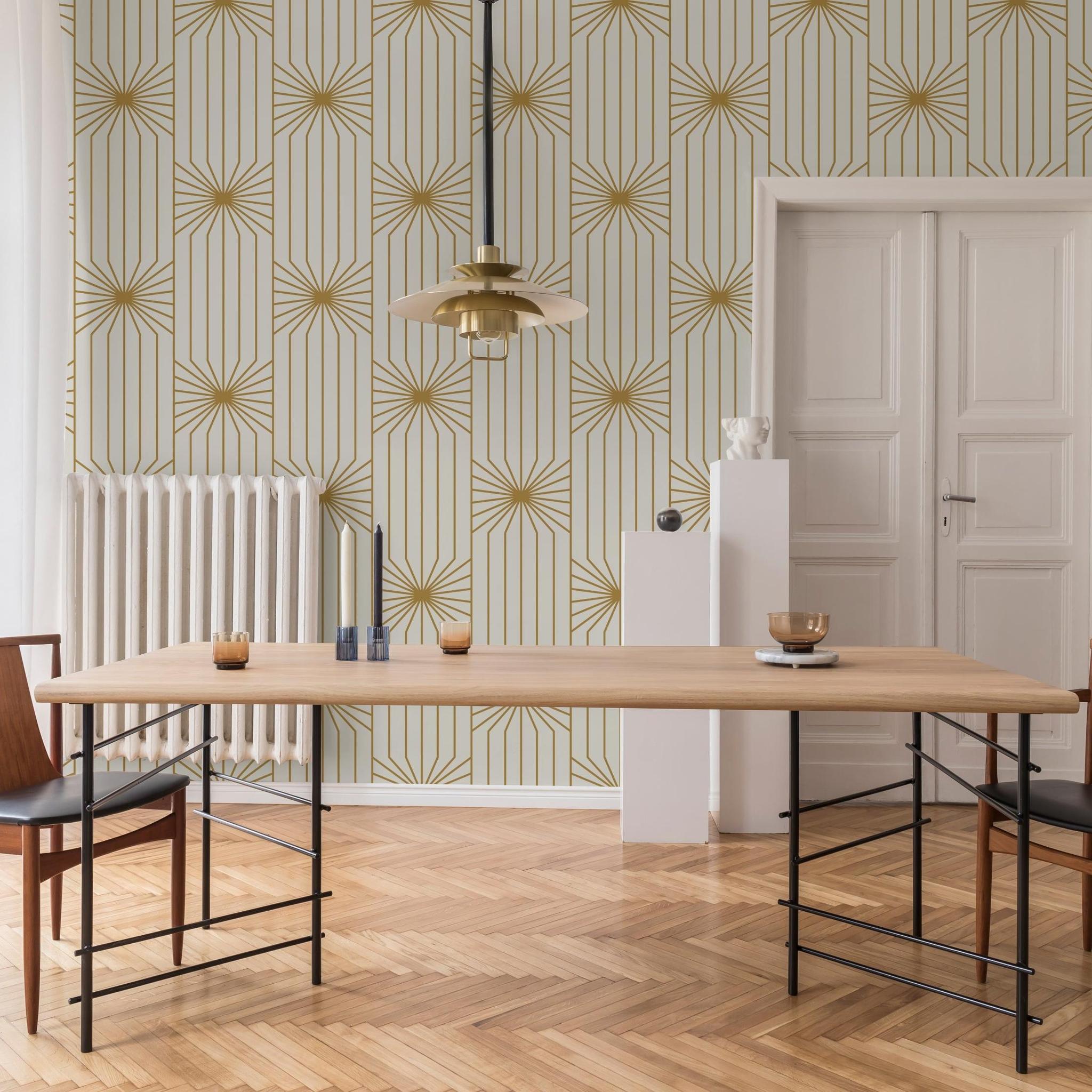 Carraway Wallpaper by Wall Blush SG02 featured in elegant dining room, highlighting stylish wall decor.