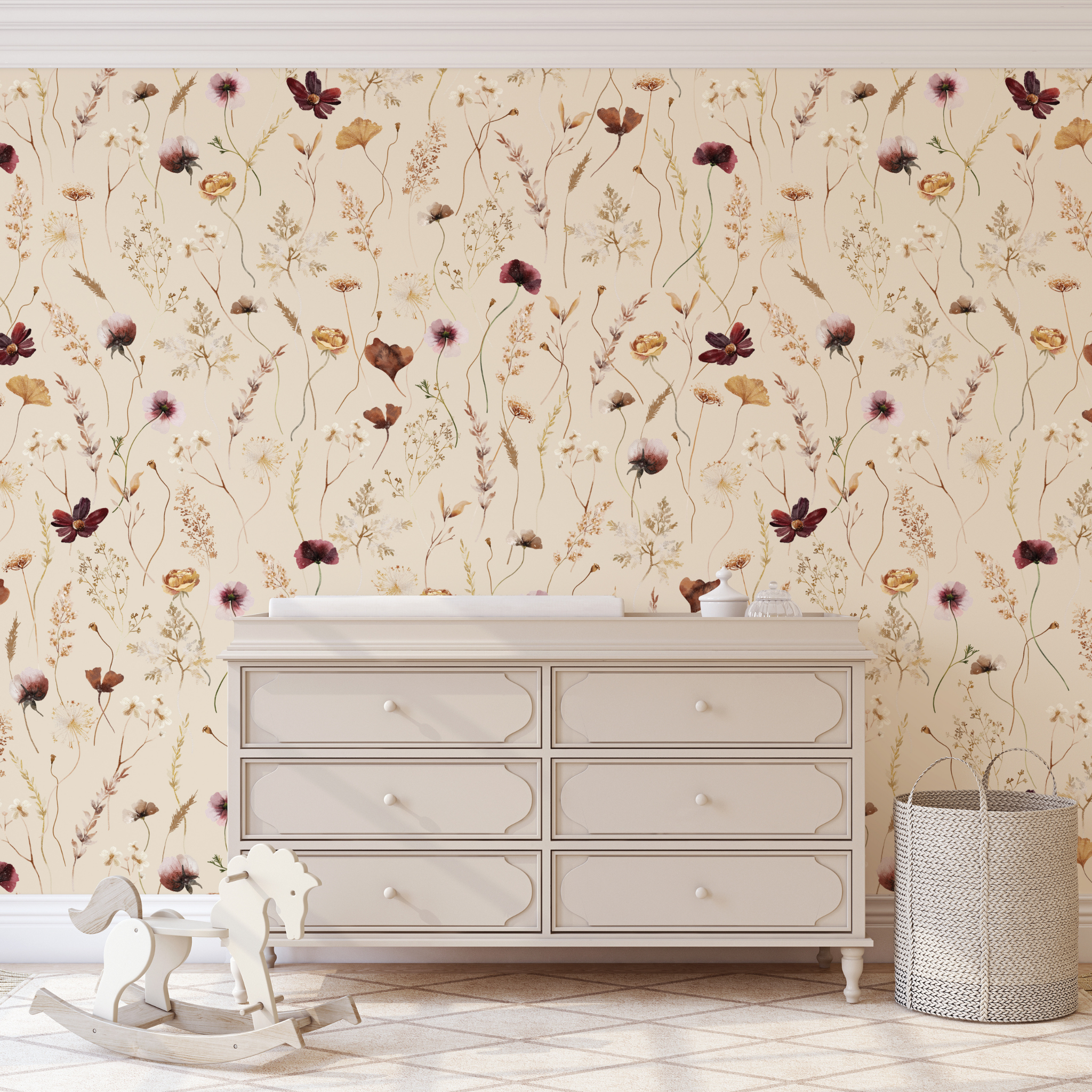 Dahlia (Tan) Wallpaper - 6 FT H X 11 FT W Peel and Stick