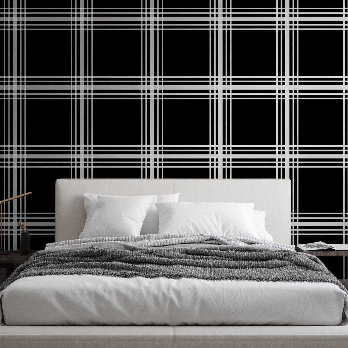 Davenport Wallpaper from The Chelsea DeBoer Line featured in modern bedroom setting.