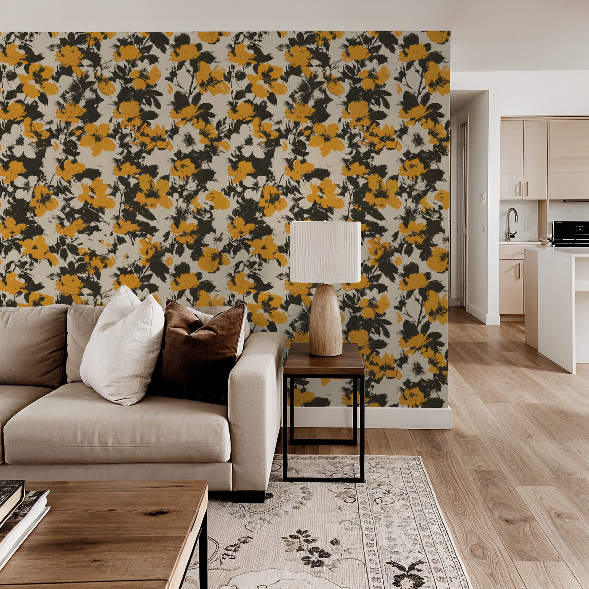 Golden Blooms Wallpaper