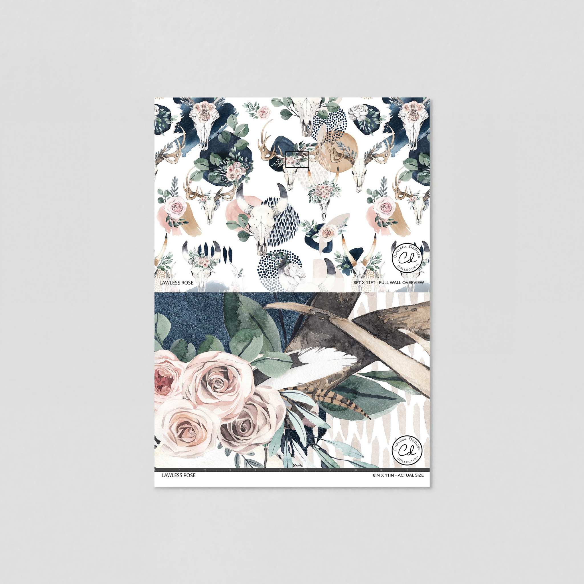 Lawless Rose Wallpaper - 8 FT H X 13 FT W Luxe Peel and Stick