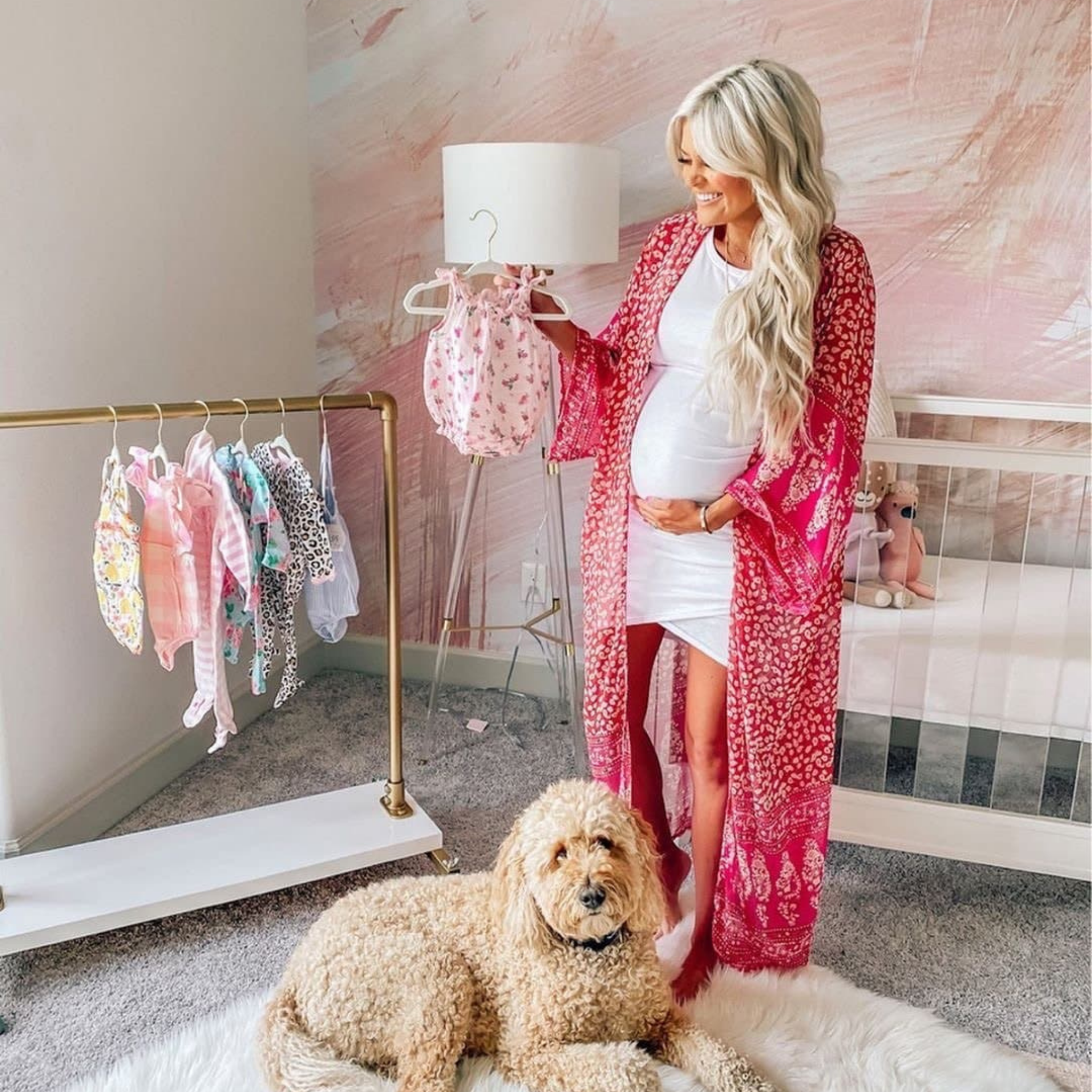 "The Nora Mural Wallpaper by Wall Blush in a cozy, stylish nursery room with elegant decor focus."