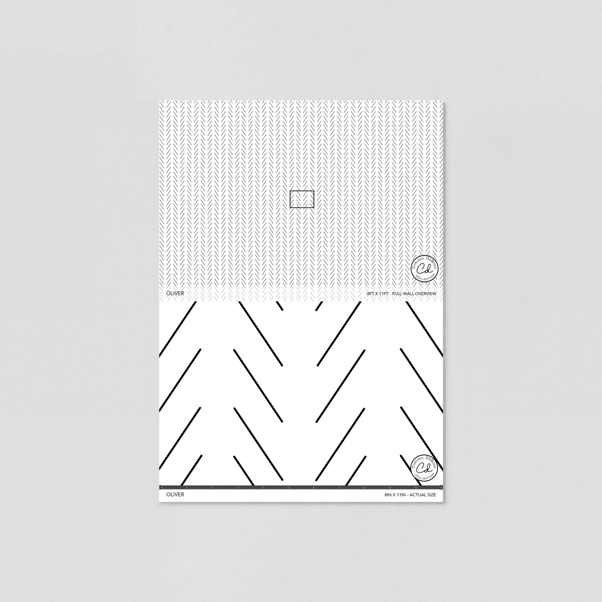 "Wall Blush's Oliver Wallpaper sample showcased, modern pattern for interior design focus"
