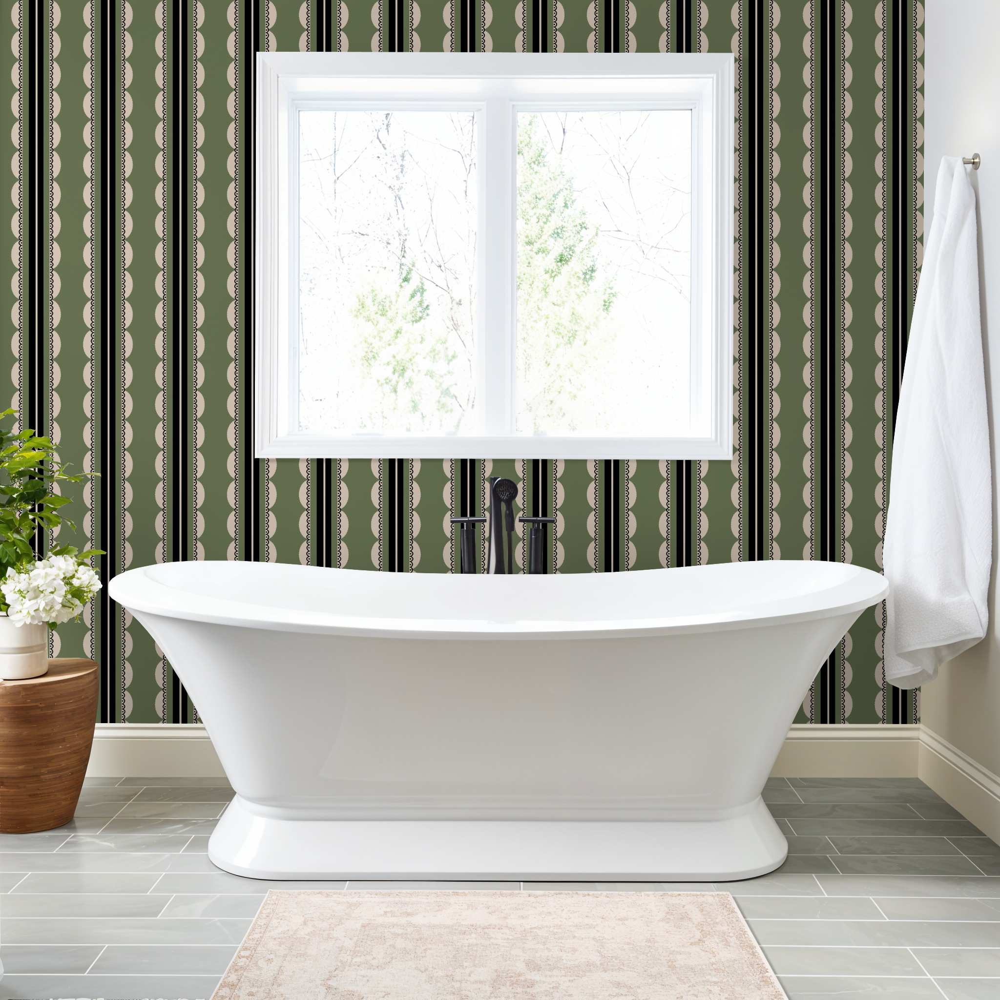 Sunday Scallop (Green) Wallpaper