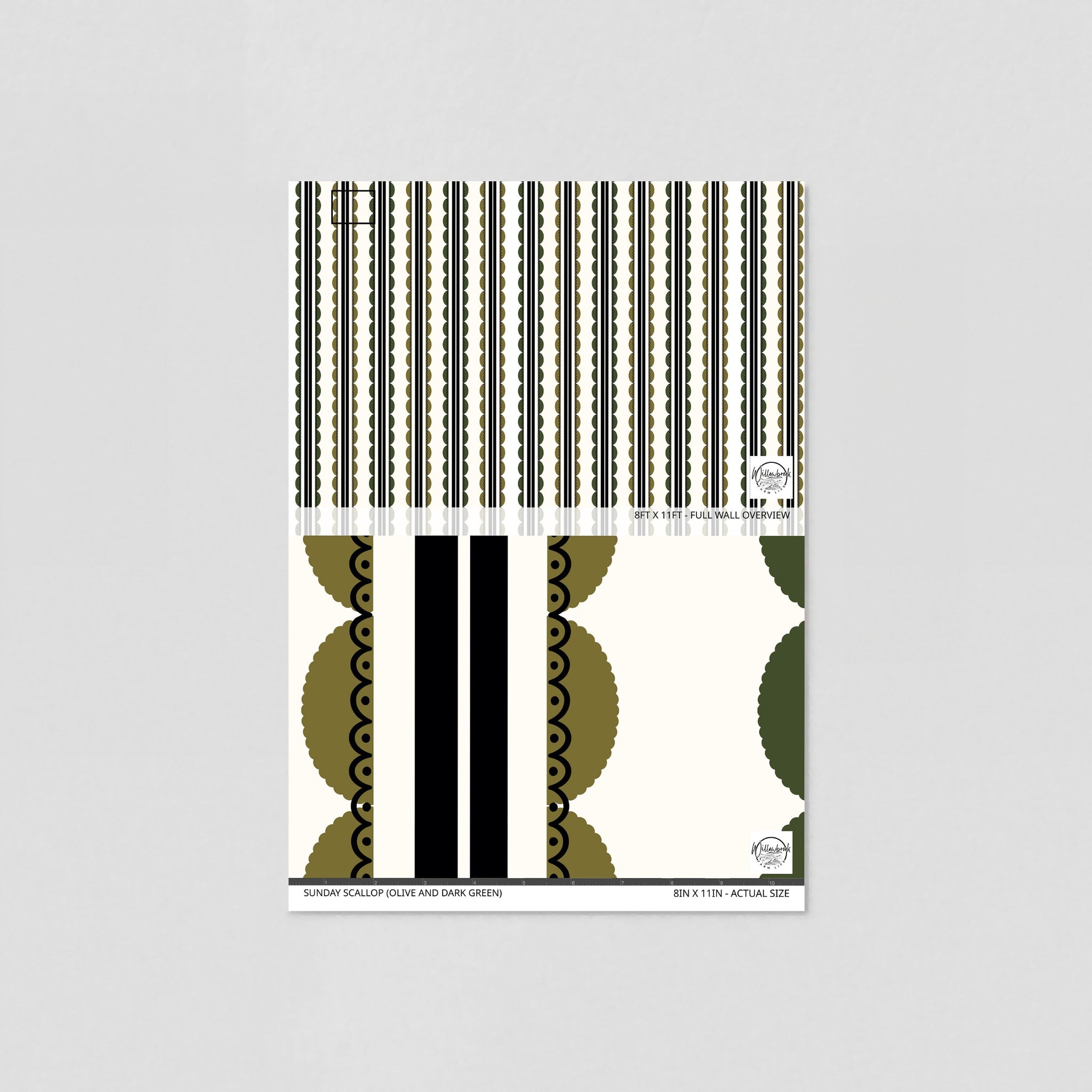 Sunday Scallop (Olive and Dark Green) Wallpaper
