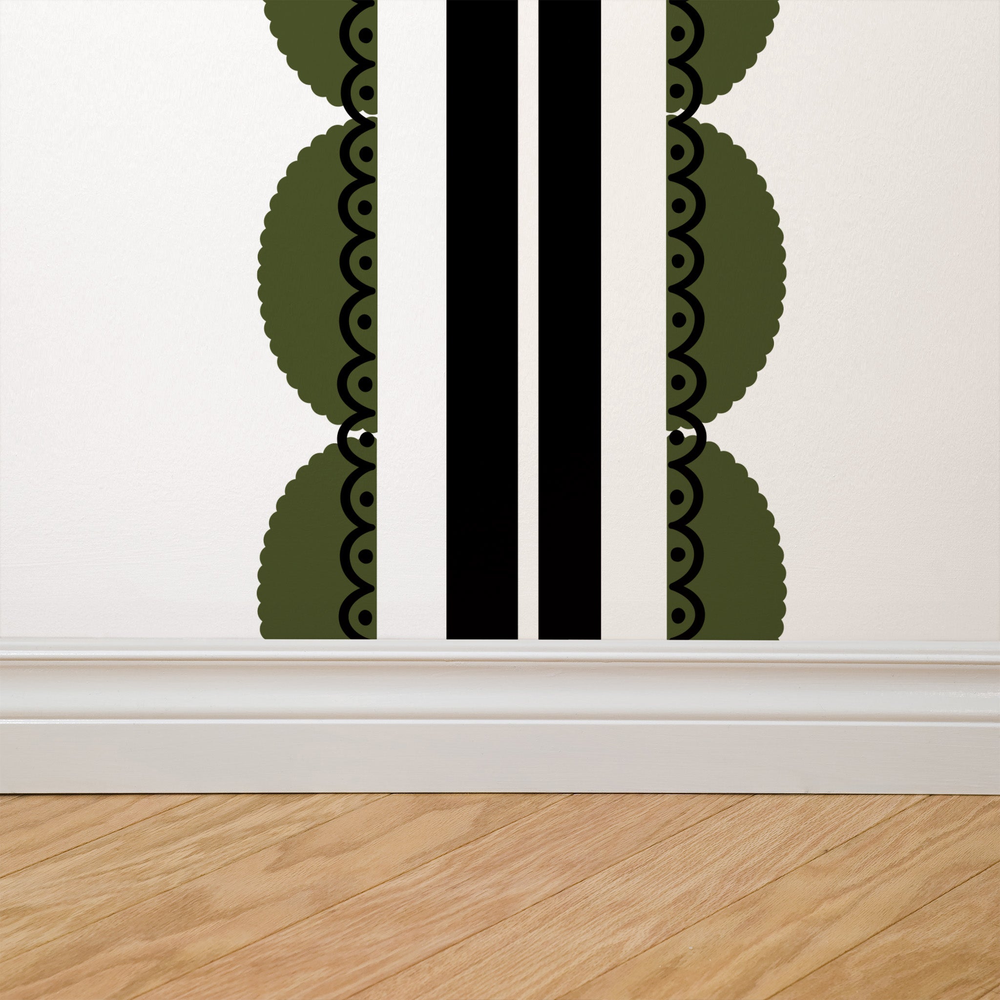 Sunday Scallop (Olive and Dark Green) Wallpaper