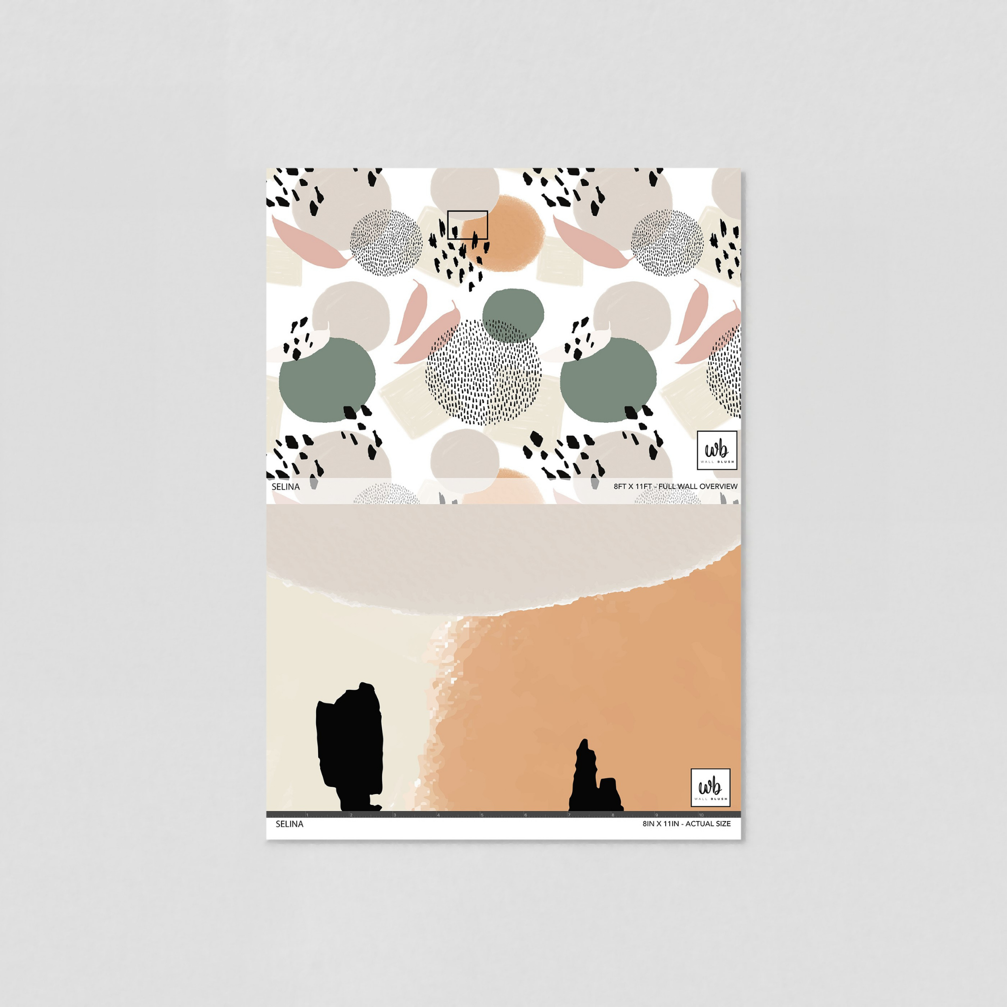 "Selina Wallpaper by Wall Blush with abstract pattern in a modern living room setting, showcasing wall decor."