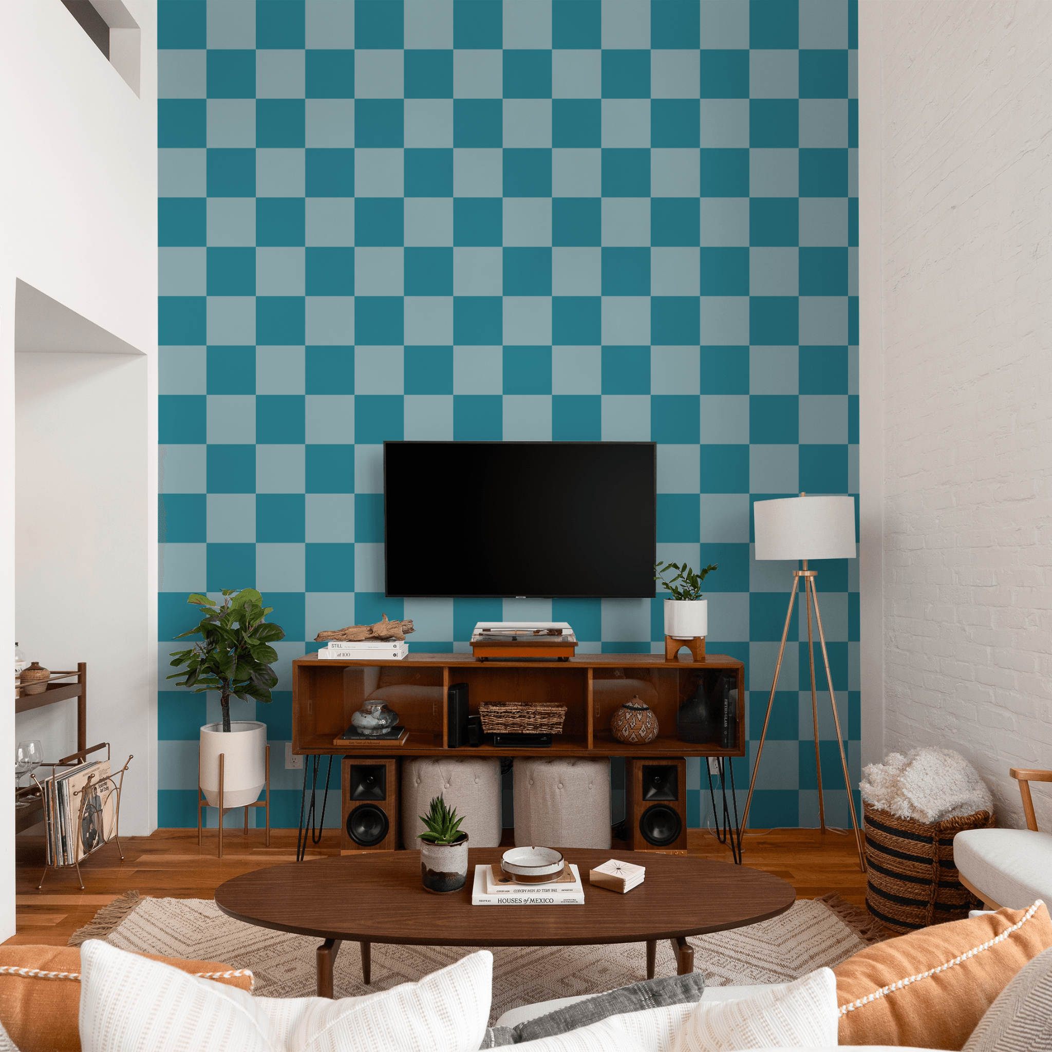 Simply Checker (Blue) Wallpaper