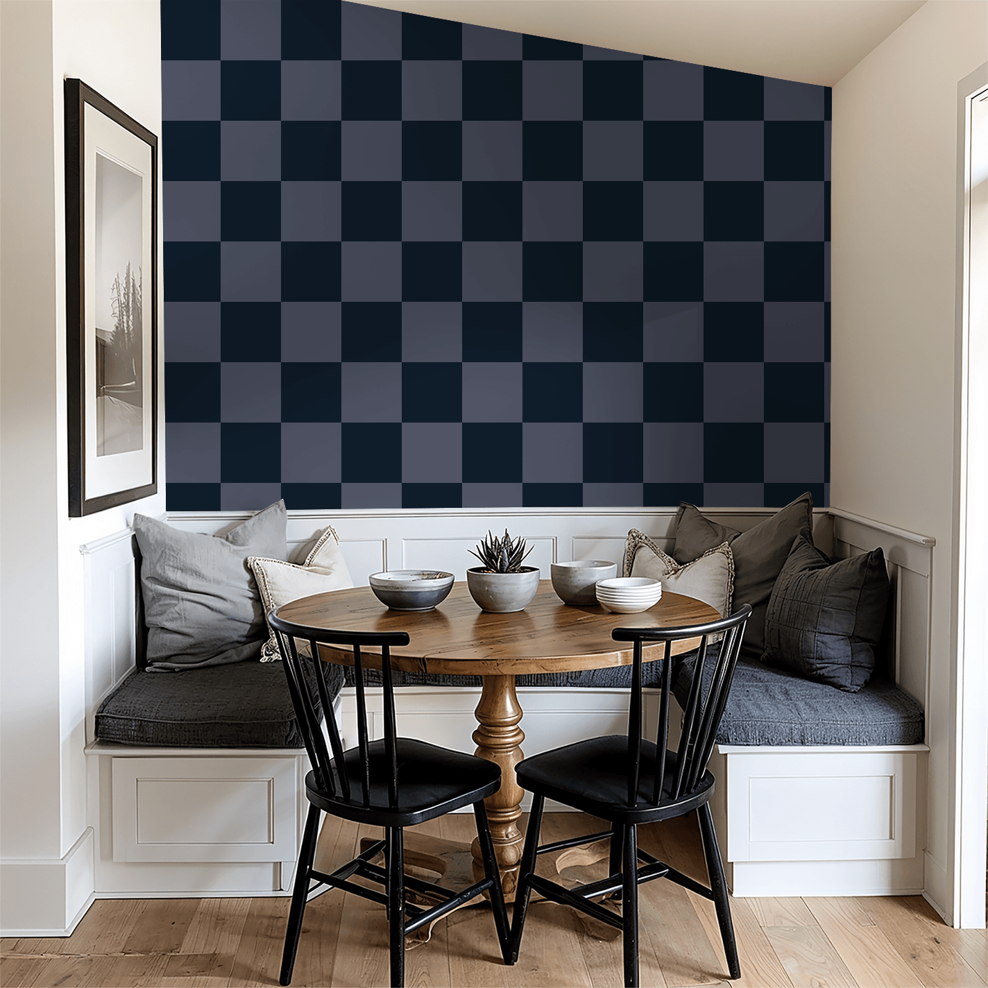 Simply Checker (Navy) Wallpaper