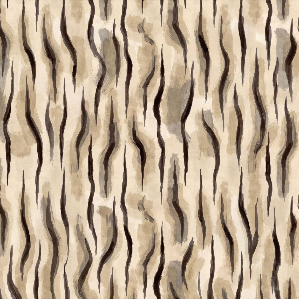 Abstract wavy animal print wallpaper in taupe, beige, and charcoal hues