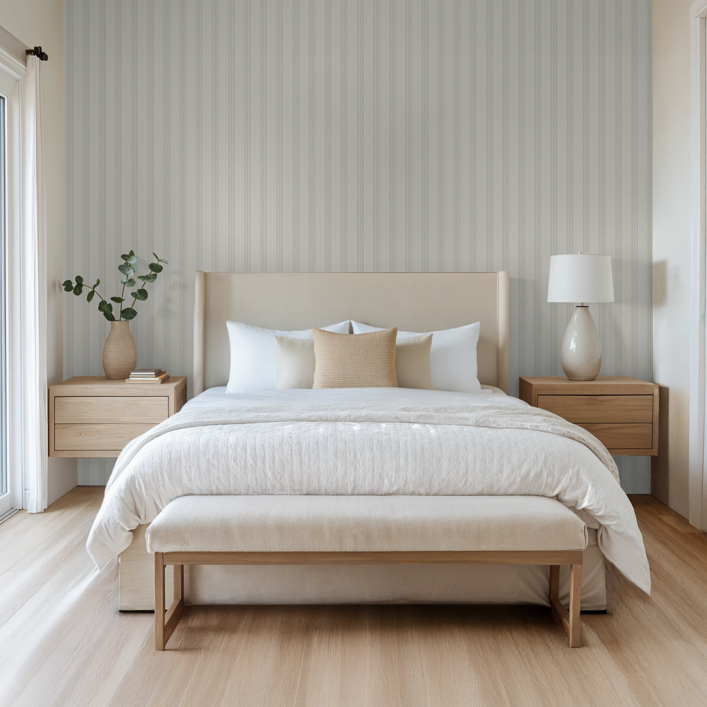 The Andrew Small (Beige) Wallpaper - 8 FT H X 12 FT W Peel and Stick