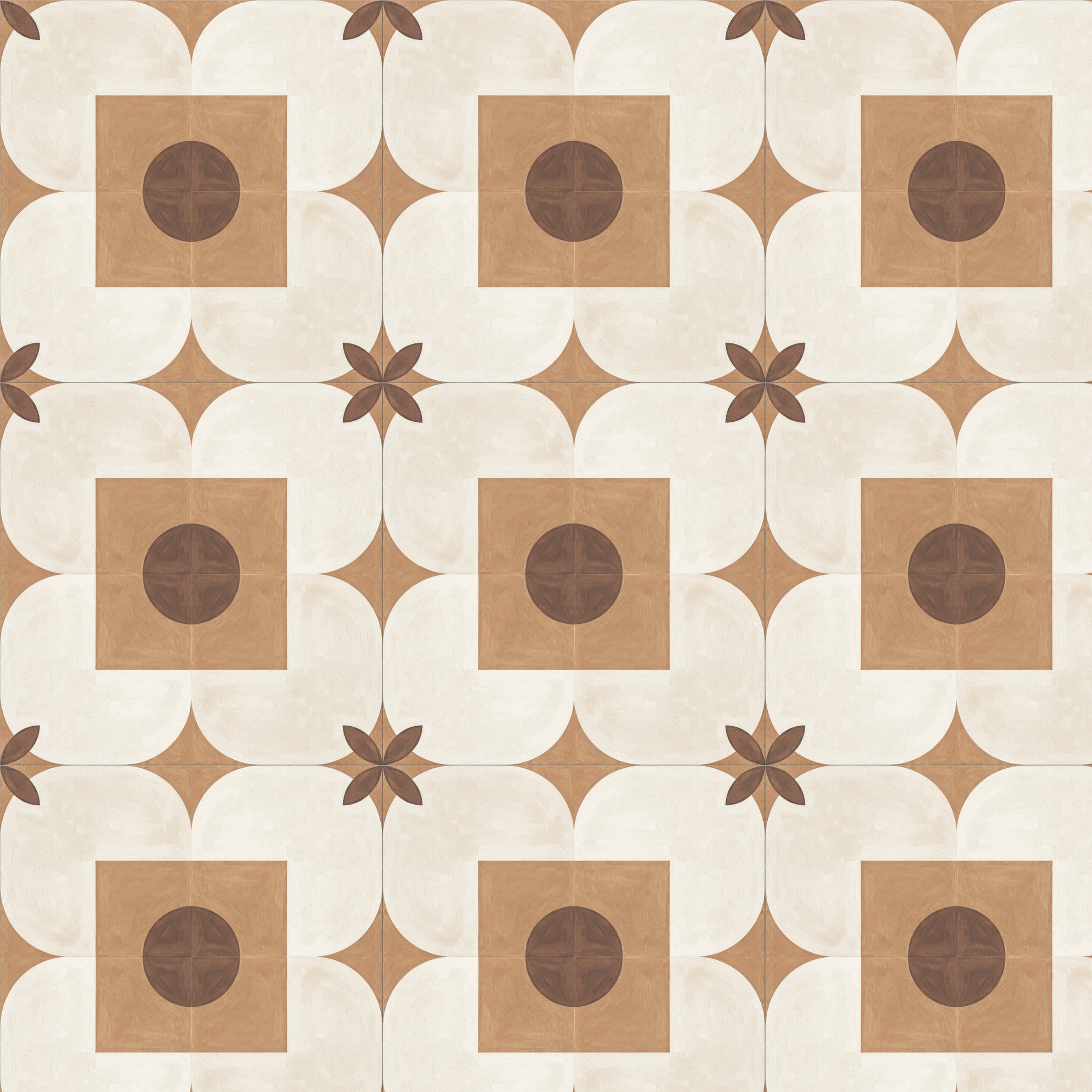 Beigora wallpaper with terracotta and cream geometric pattern
